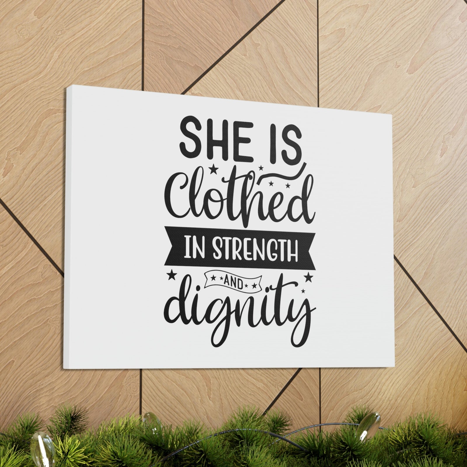 Scripture Walls Clothed In Strength Proverbs 31:25 Many Stars Christian Wall Art Bible Verse Print Ready to Hang Unframed-Express Your Love Gifts