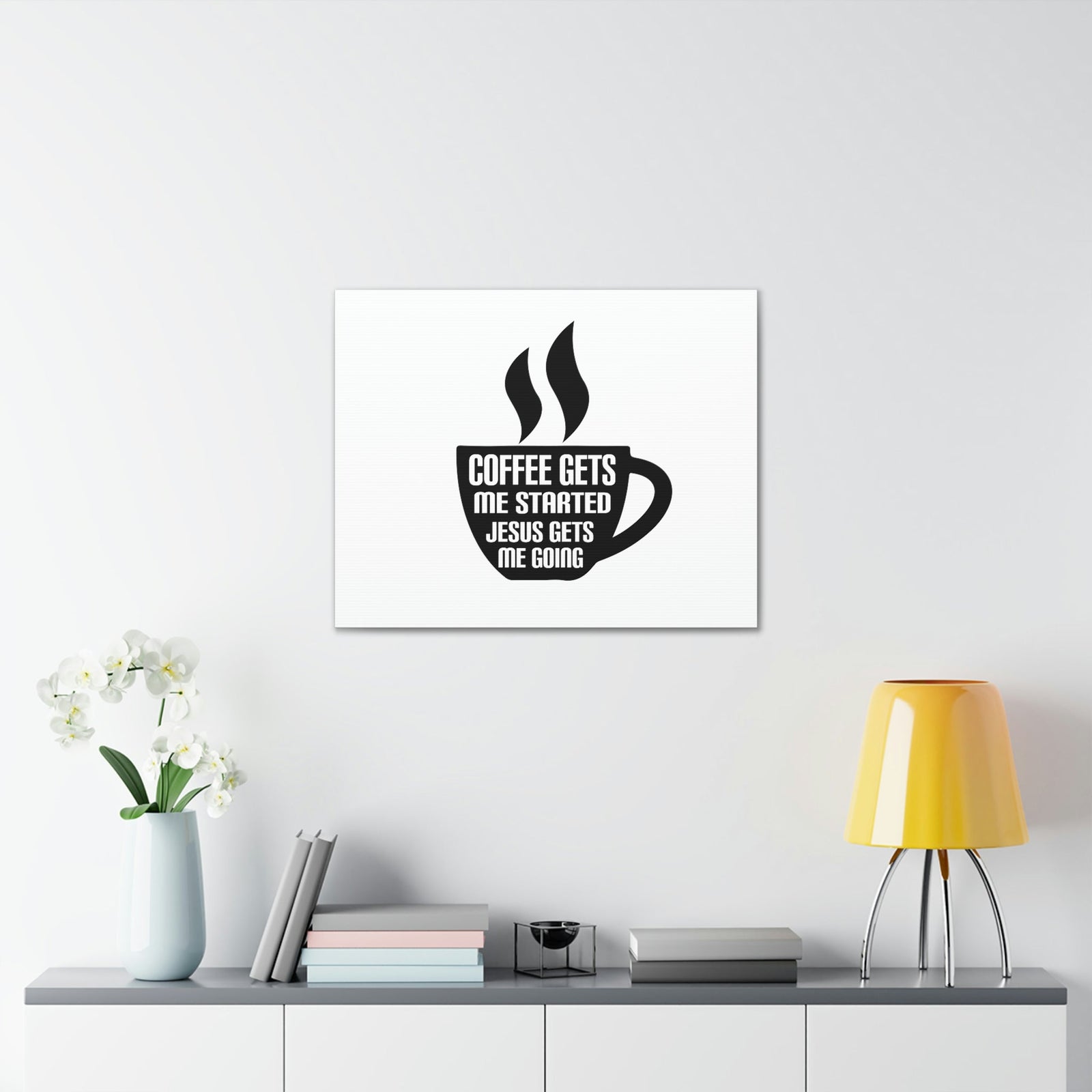 Scripture Walls Coffee Cup Gets Me Started Hebrews 12:2 Christian Wall Art Bible Verse Print Ready to Hang Unframed-Express Your Love Gifts