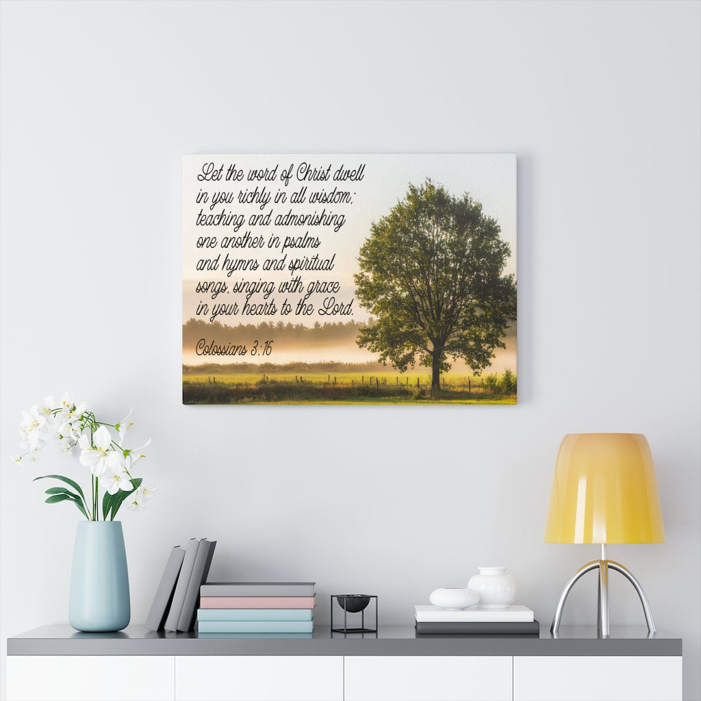 Scripture Walls Colossians 3:16 Psalms Hymns & Spiritual Songs Bible Verse Canvas Christian Wall Art Ready to Hang Unframed-Express Your Love Gifts