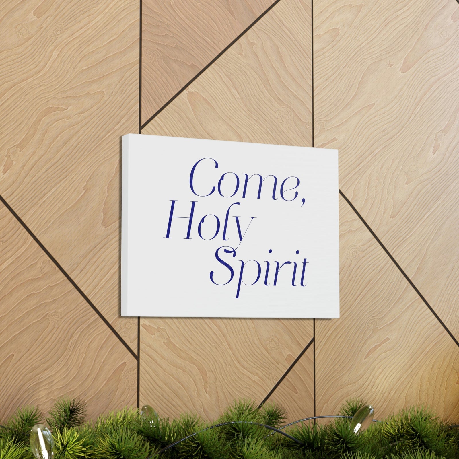 Scripture Walls Come, Holy Spirit John 14:26 Dark Blue Bible Verse Canvas Christian Wall Art Ready to Hang Unframed-Express Your Love Gifts