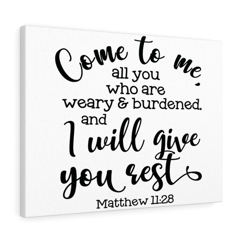 Scripture Walls Come To Me I Will Give You Rest Matthew 11:28 Bible Verse Canvas Christian Wall Art Ready to Hang Unframed-Express Your Love Gifts
