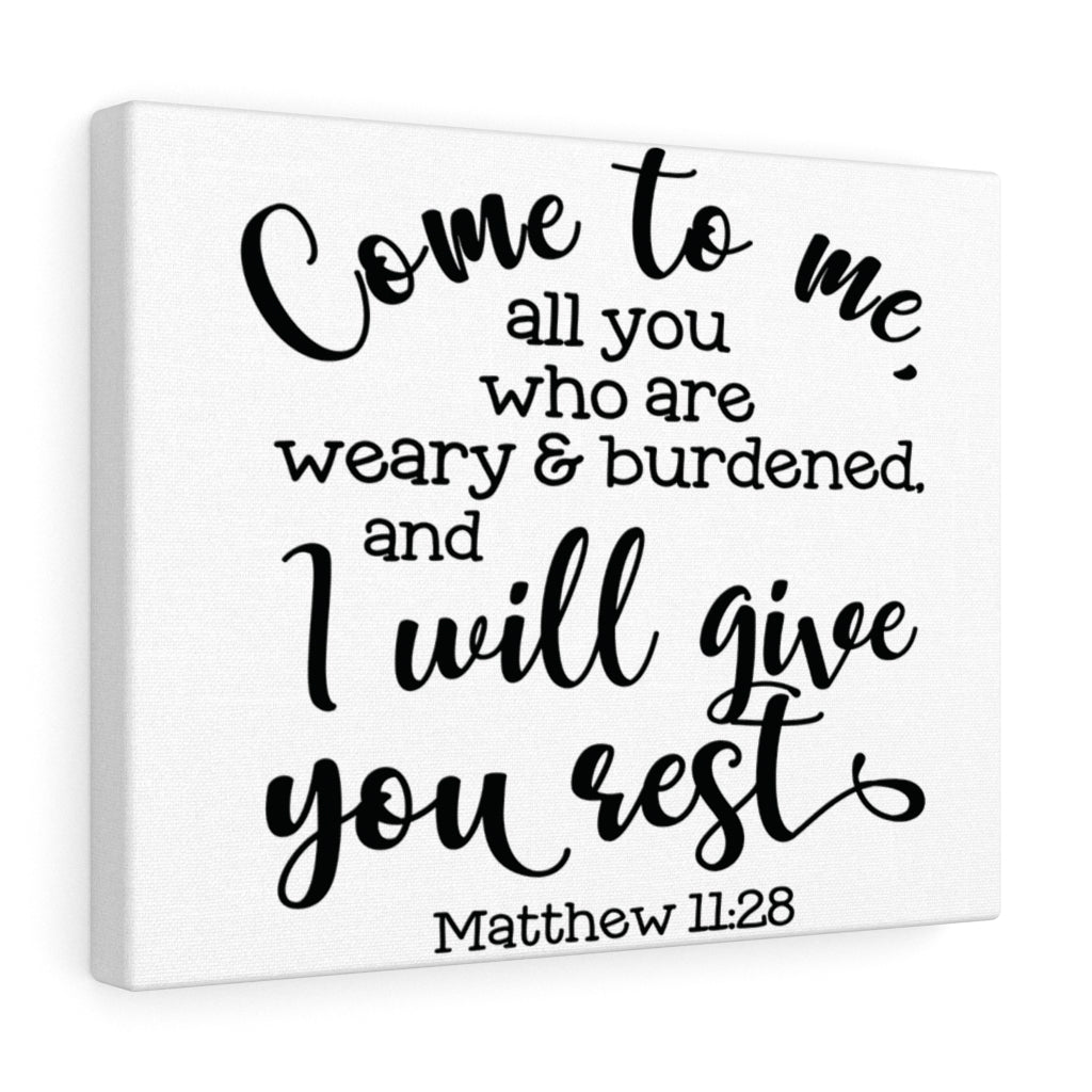 Scripture Walls Come To Me I Will Give You Rest Matthew 11:28 Bible Verse Canvas Christian Wall Art Ready to Hang Unframed-Express Your Love Gifts