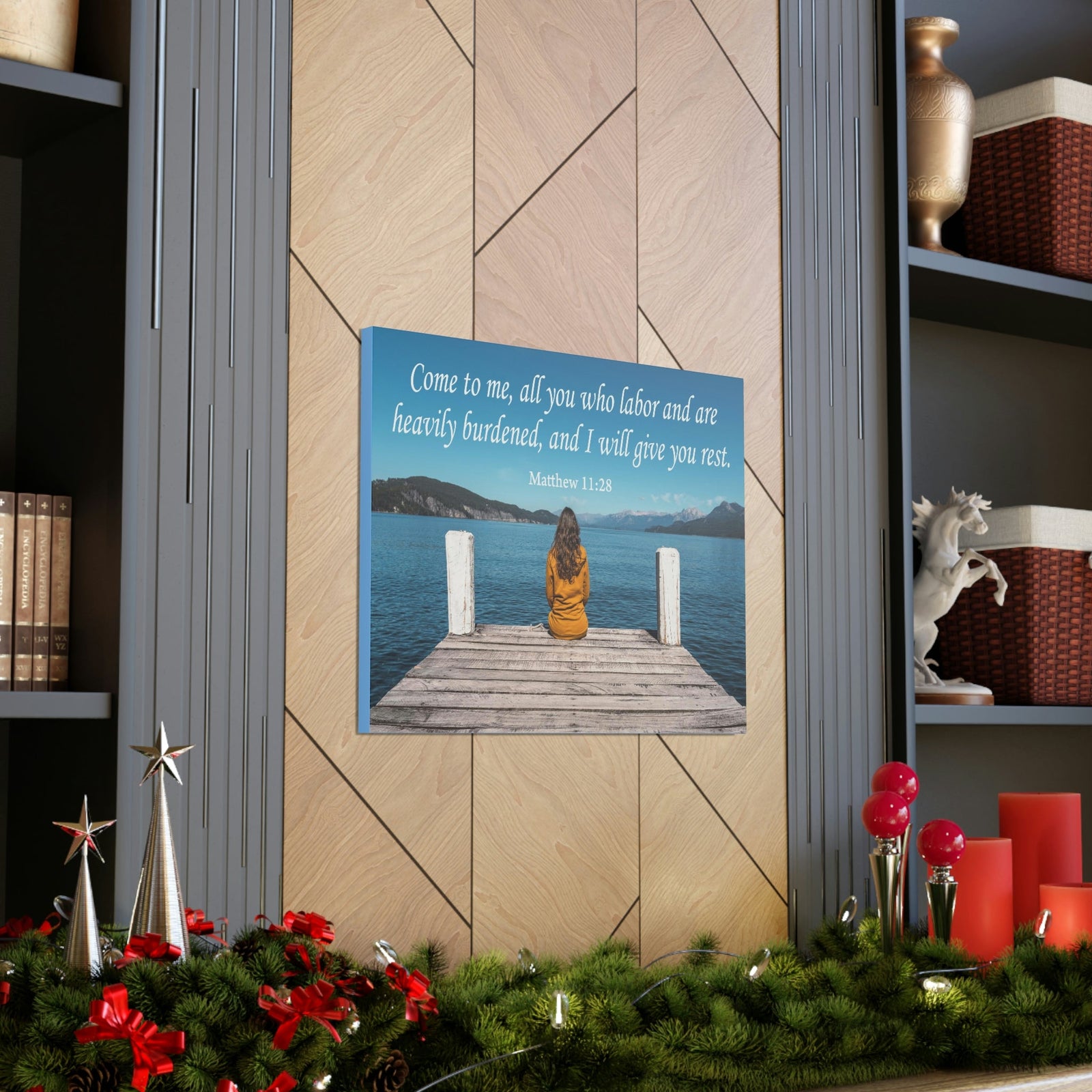 Scripture Walls Come To Me Matthew 11:28 Bible Verse Canvas Christian Wall Art Ready to Hang Unframed-Express Your Love Gifts