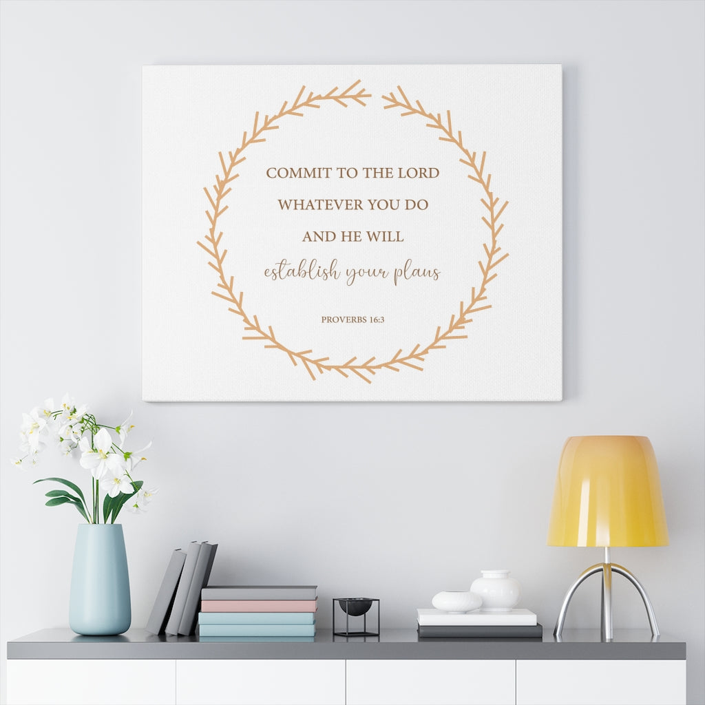 Scripture Walls Come To The Lord Proverbs 16:3 Bible Verse Canvas Christian Wall Art Ready to Hang Unframed-Express Your Love Gifts