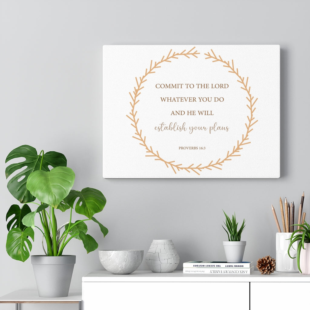 Scripture Walls Come To The Lord Proverbs 16:3 Bible Verse Canvas Christian Wall Art Ready to Hang Unframed-Express Your Love Gifts