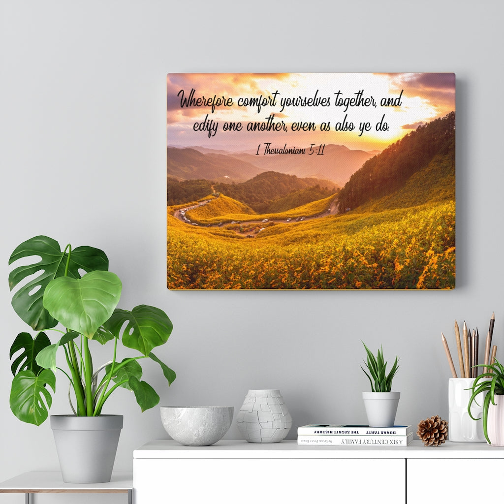 Scripture Walls Comfort Yourselves 1 Thessalonians 5:11 Bible Verse Canvas Christian Wall Art Ready to Hang Unframed-Express Your Love Gifts