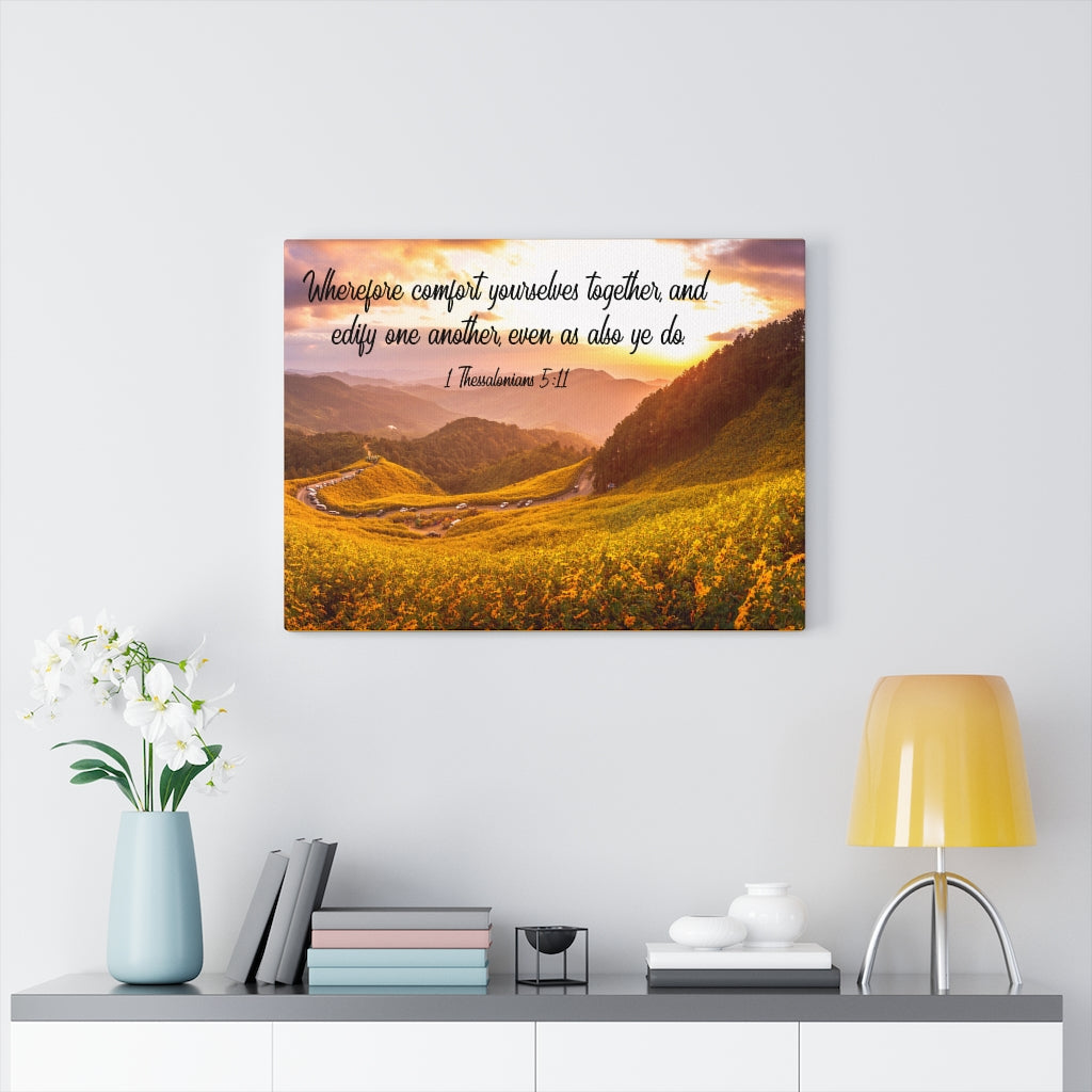 Scripture Walls Comfort Yourselves 1 Thessalonians 5:11 Bible Verse Canvas Christian Wall Art Ready to Hang Unframed-Express Your Love Gifts