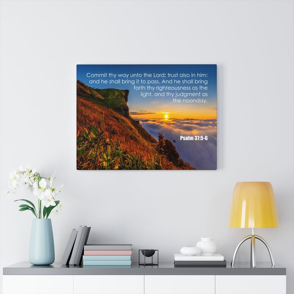 Scripture Walls Commit Thy Way Psalm 37:5-6 Bible Verse Canvas Christian Wall Art Ready to Hang Unframed-Express Your Love Gifts