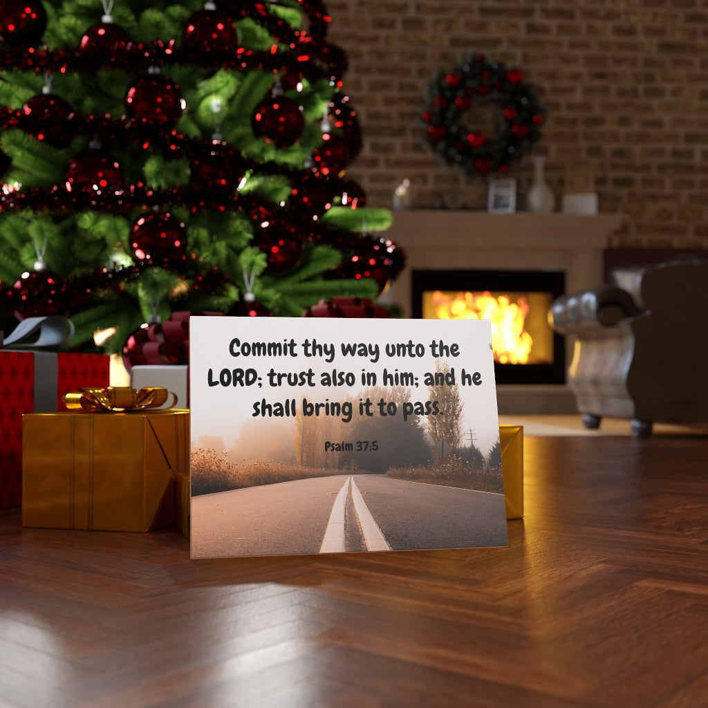 Scripture Walls Commit Thy Way Psalms 37:5 Bible Verse Canvas Christian Wall Art Ready to Hang Unframed-Express Your Love Gifts