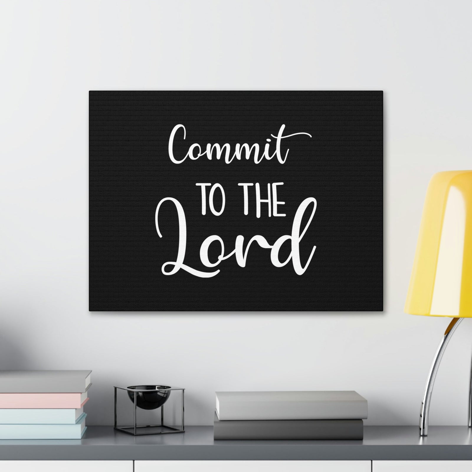 Scripture Walls Commit To The Lord Proverbs 16:3 Black Christian Wall Art Bible Verse Print Ready to Hang Unframed-Express Your Love Gifts