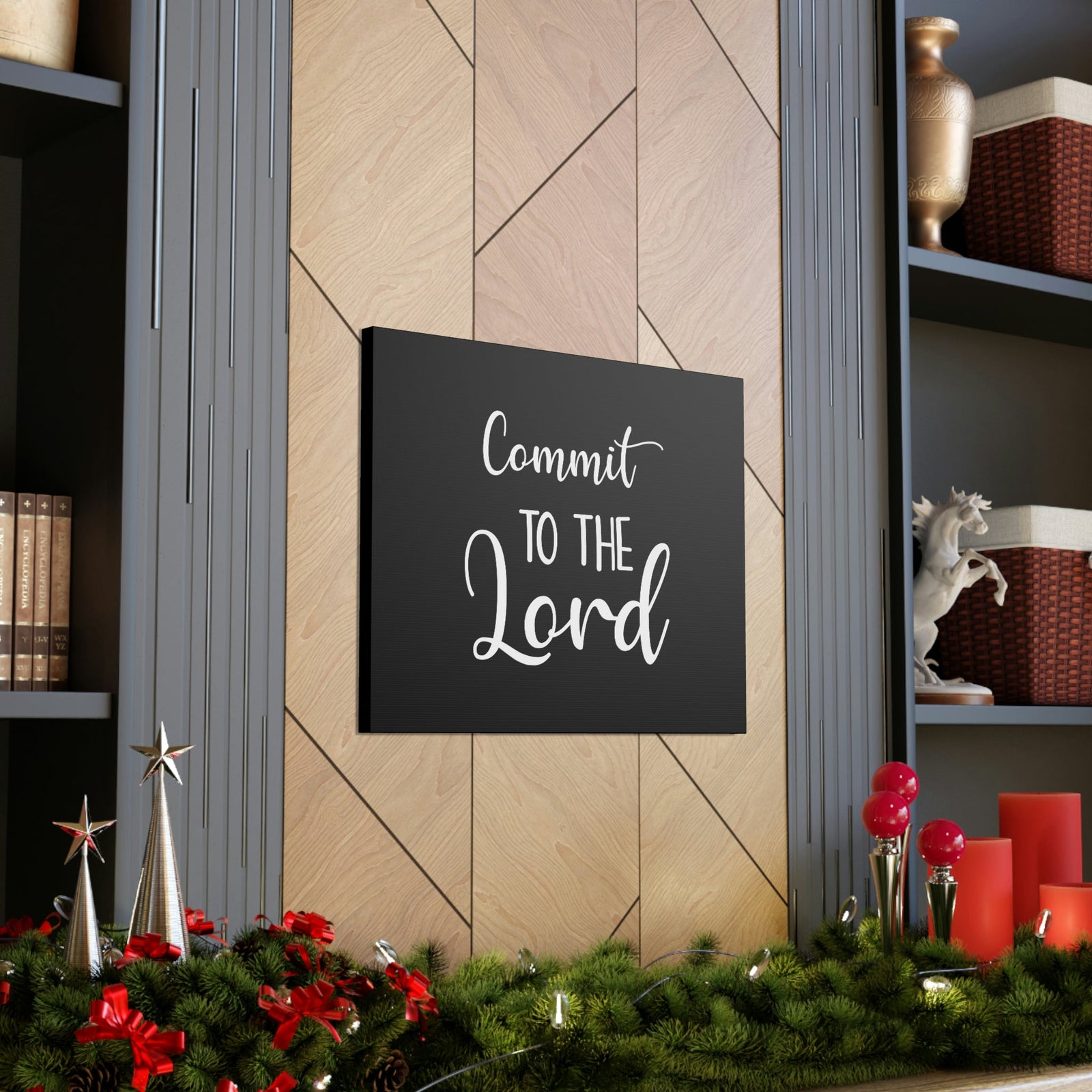 Scripture Walls Commit To The Lord Proverbs 16:3 Black Christian Wall Art Bible Verse Print Ready to Hang Unframed-Express Your Love Gifts