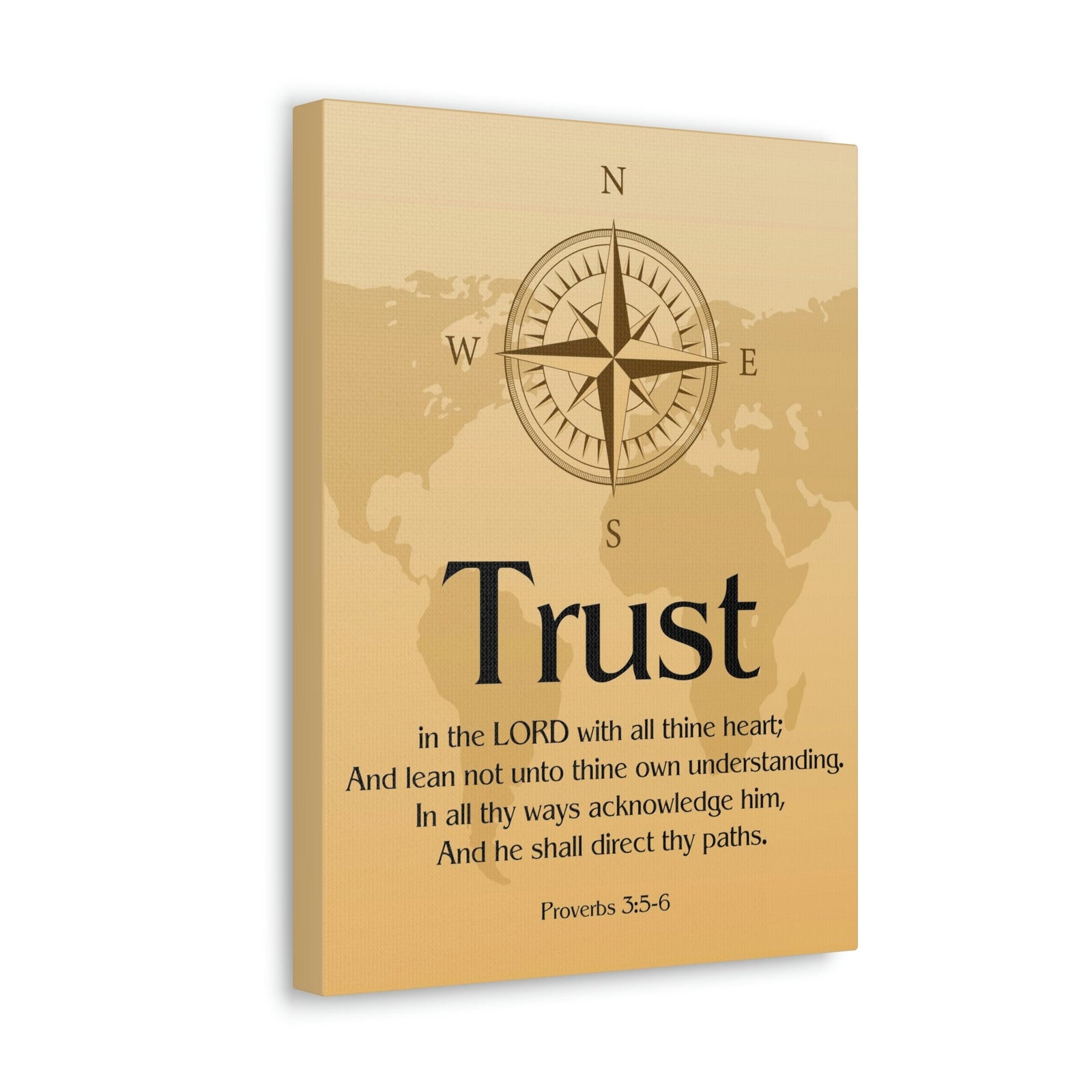 Scripture Walls Compass Brown Proverbs 3:6 Bible Verse Chapter Canvas Christian Wall Art Ready to Hang Unframed-Express Your Love Gifts