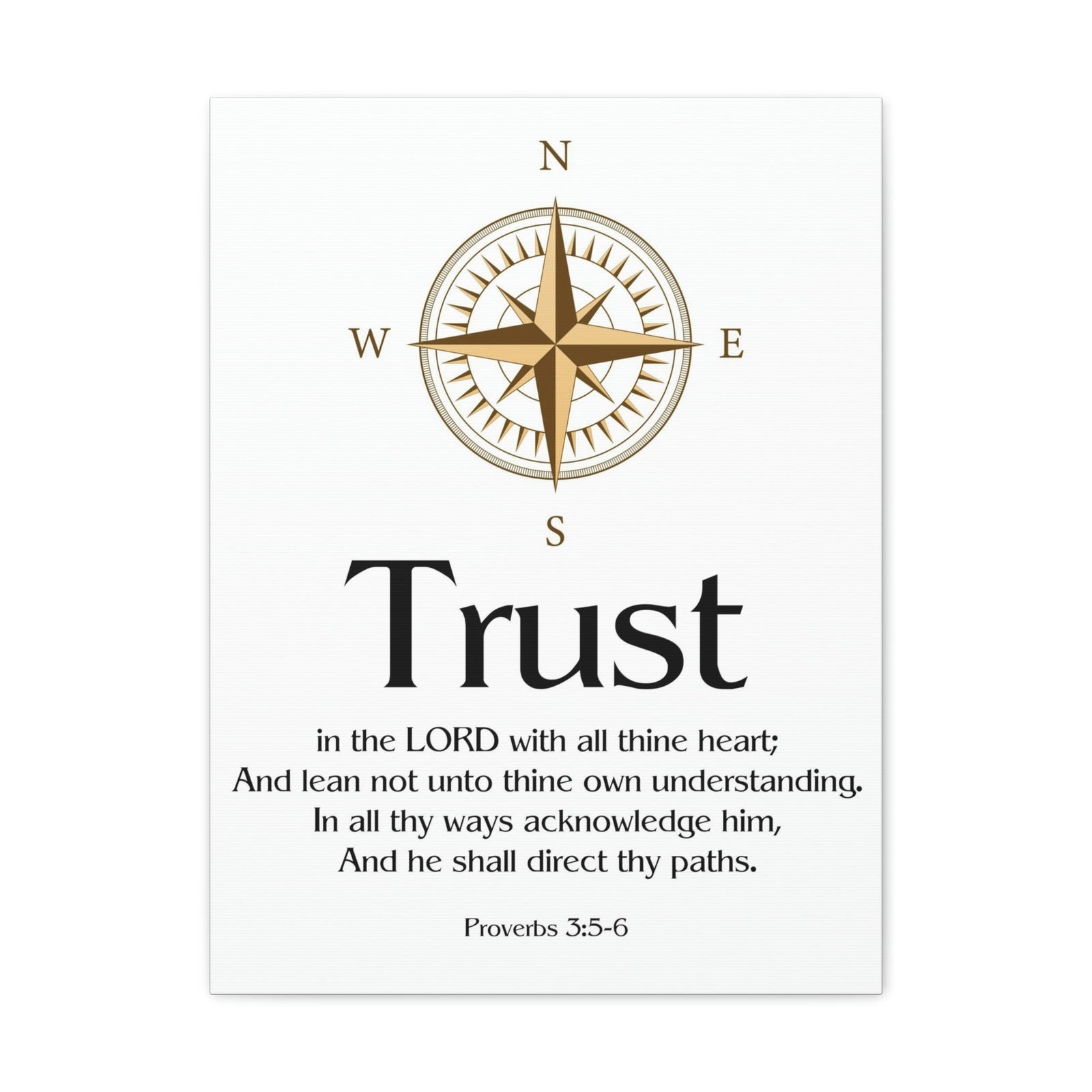 Scripture Walls Compass White Proverbs 3:5 Bible Verse Canvas Christian Wall Art Ready to Hang Unframed-Express Your Love Gifts