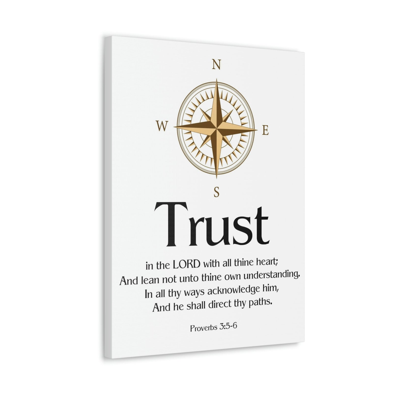 Scripture Walls Compass White Proverbs 3:5 Bible Verse Canvas Christian Wall Art Ready to Hang Unframed-Express Your Love Gifts