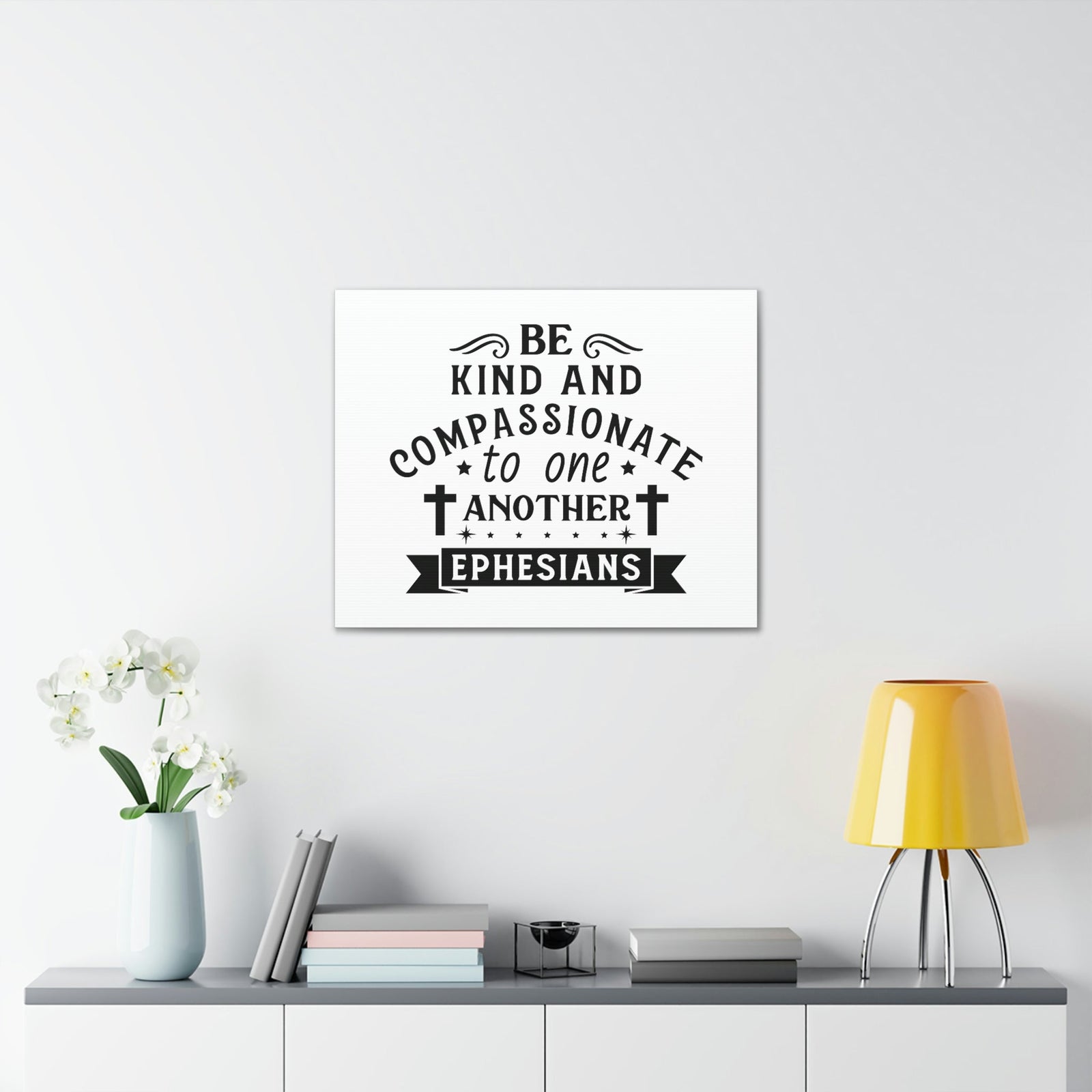 Scripture Walls Compassionate To One Another Ephesians 2:10 Cross Bible Canvas Christian Wall Art Ready to Hang Unframed-Express Your Love Gifts