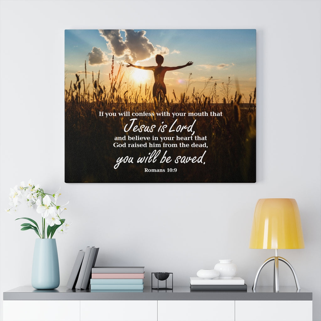 Scripture Walls Confess Jesus Romans 10:9 Wall Art Christian Home Decor Unframed-Express Your Love Gifts