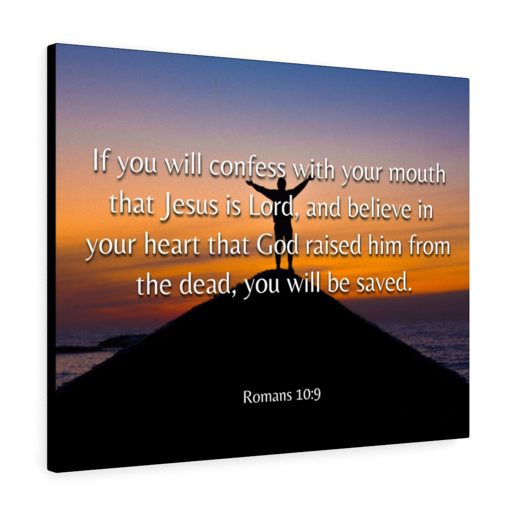 Scripture Walls Confess Romans 10:9 Bible Verse Canvas Christian Wall Art Ready to Hang Unframed-Express Your Love Gifts