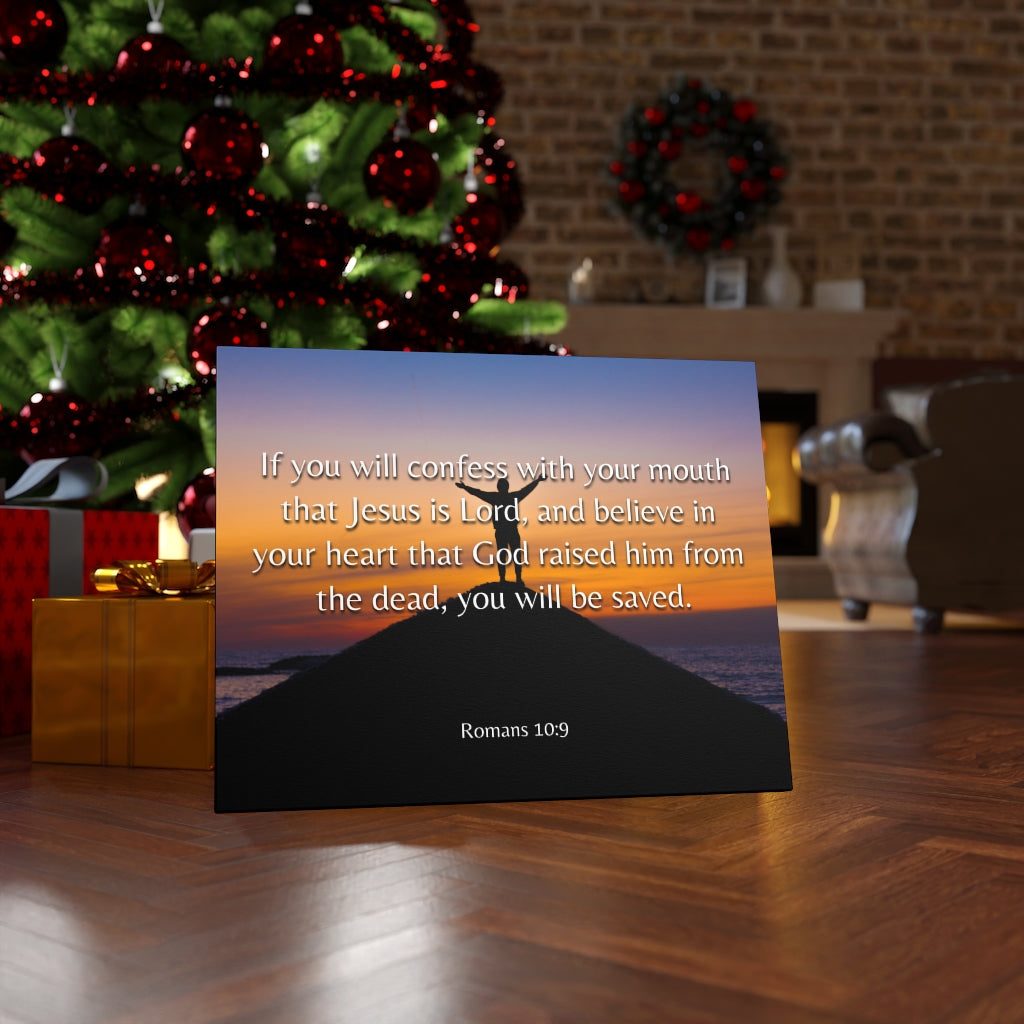 Scripture Walls Confess Romans 10:9 Bible Verse Canvas Christian Wall Art Ready to Hang Unframed-Express Your Love Gifts