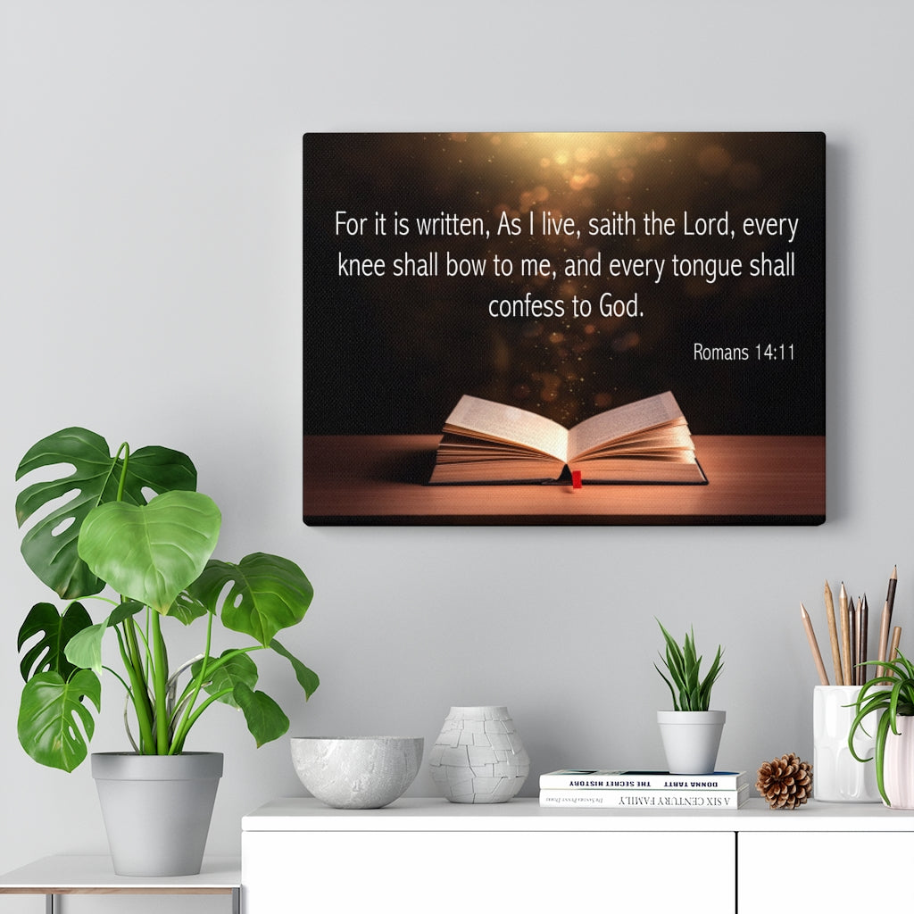 Scripture Walls Confess to God Romans 14:11 Open Bible Bible Verse Canvas Christian Wall Art Ready to Hang Unframed-Express Your Love Gifts