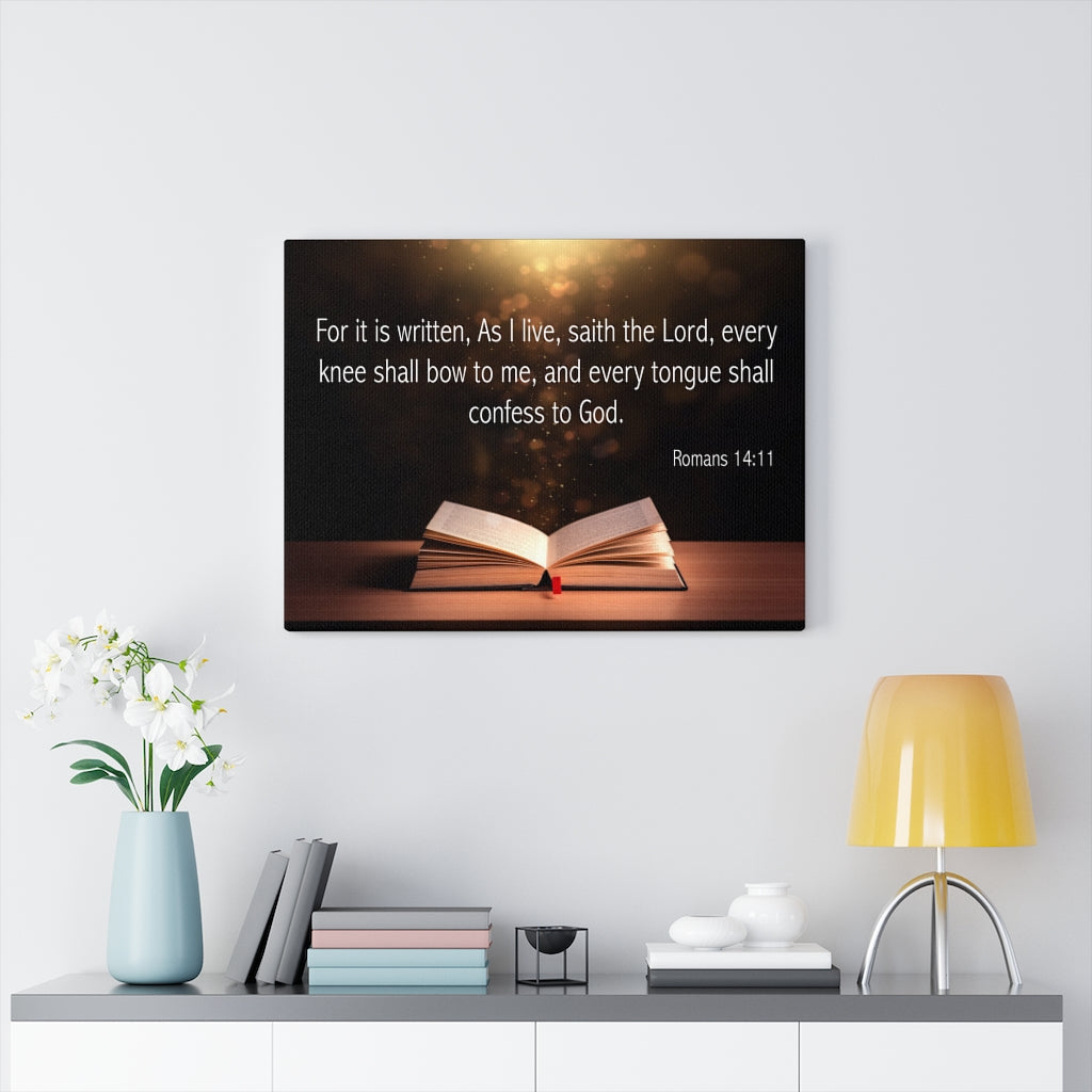 Scripture Walls Confess to God Romans 14:11 Open Bible Bible Verse Canvas Christian Wall Art Ready to Hang Unframed-Express Your Love Gifts