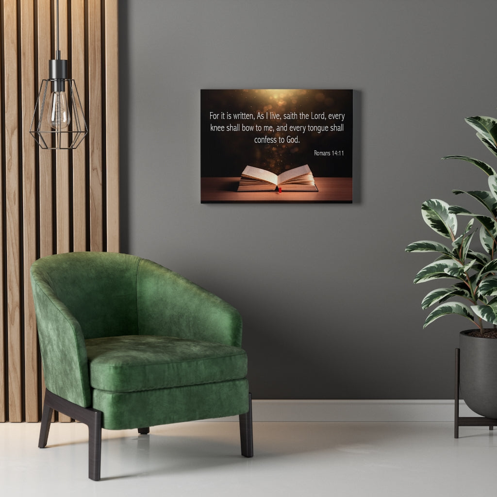 Scripture Walls Confess to God Romans 14:11 Open Bible Bible Verse Canvas Christian Wall Art Ready to Hang Unframed-Express Your Love Gifts
