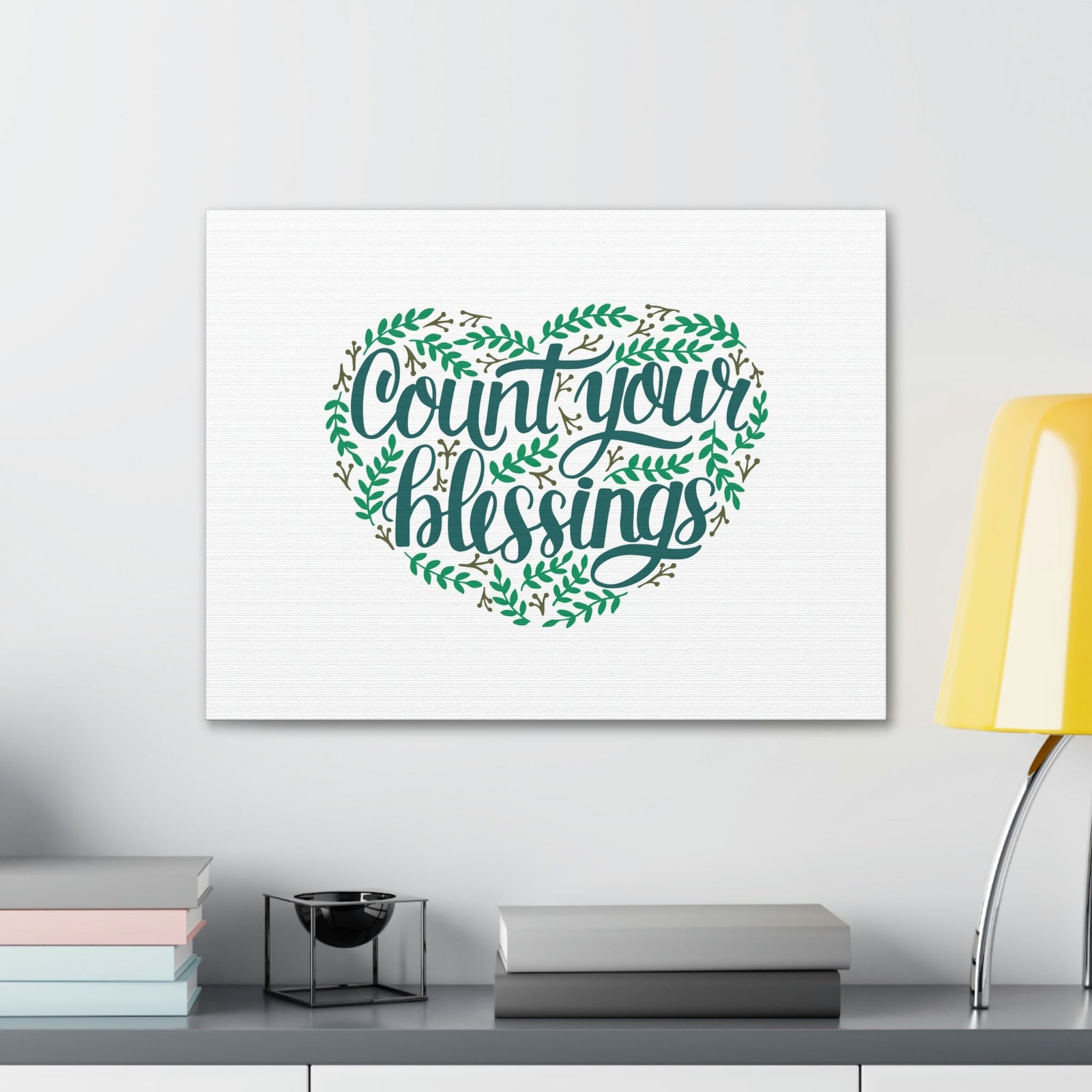 Scripture Walls Count Your Blessings Philippians 4:8 Green Heart Christian Wall Art Bible Verse Print Ready to Hang Unframed-Express Your Love Gifts