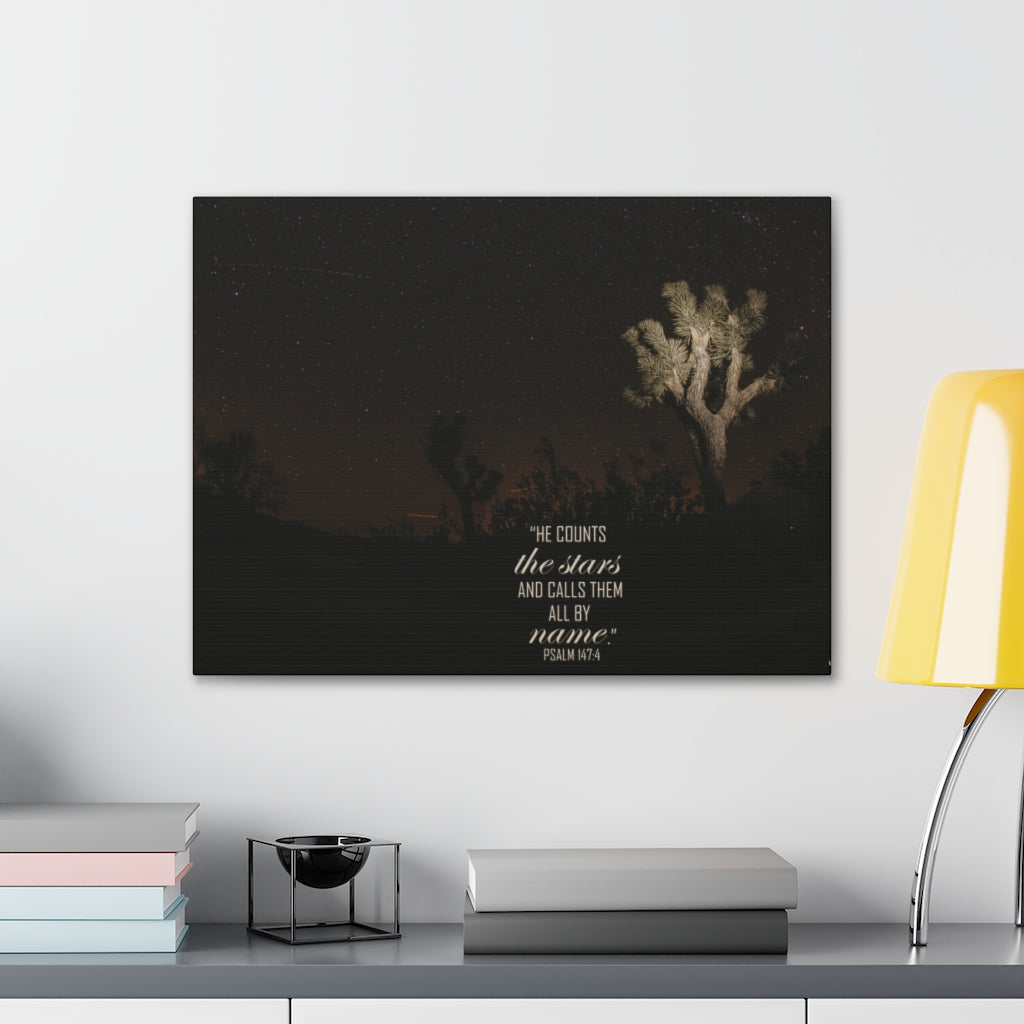 Scripture Walls Counts The Stars Psalm 147:4 Bible Verse Canvas Christian Wall Art Ready to Hang Unframed-Express Your Love Gifts