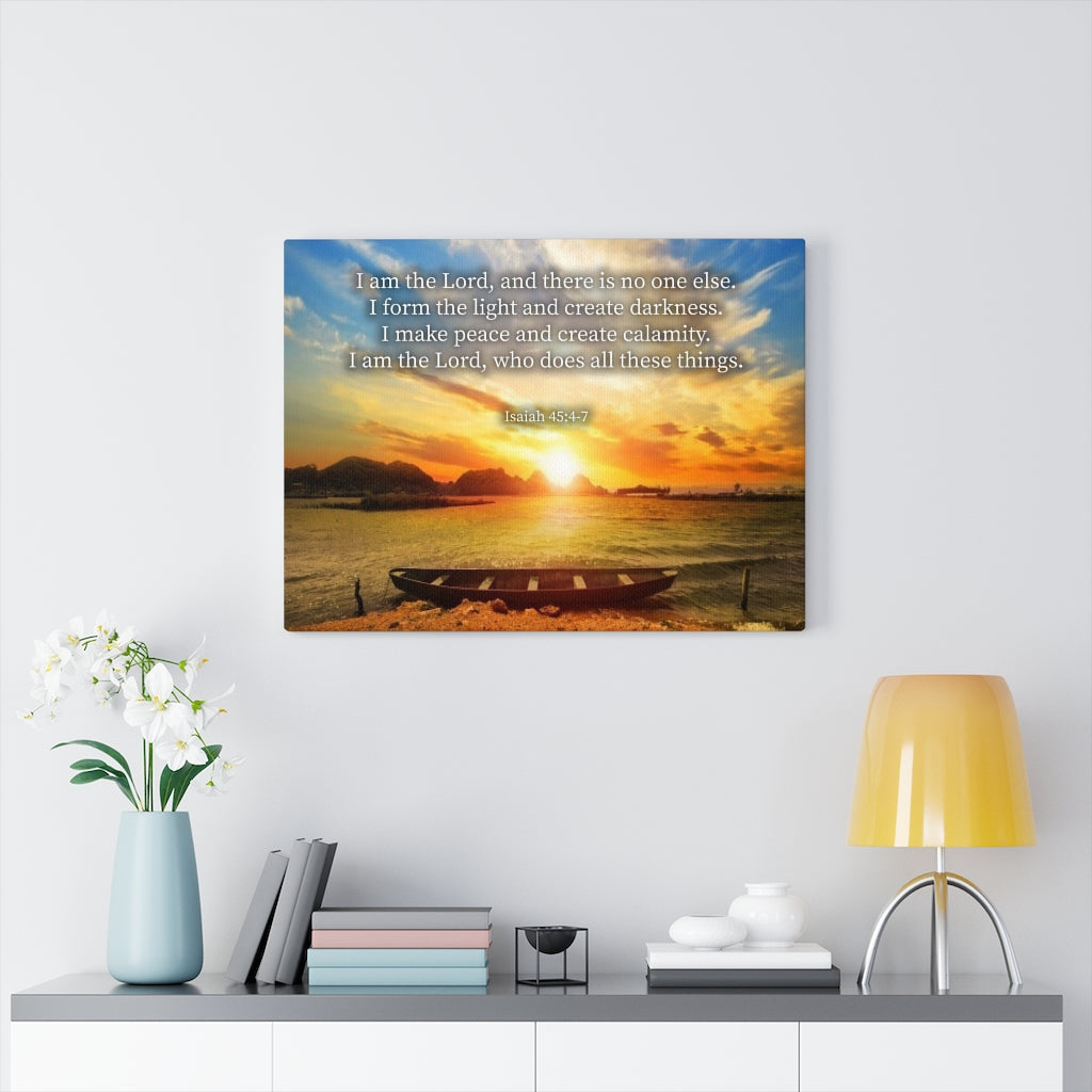 Scripture Walls Create Calamity Isaiah 45:6-7 Bible Verse Canvas Christian Wall Art Ready to Hang Unframed-Express Your Love Gifts