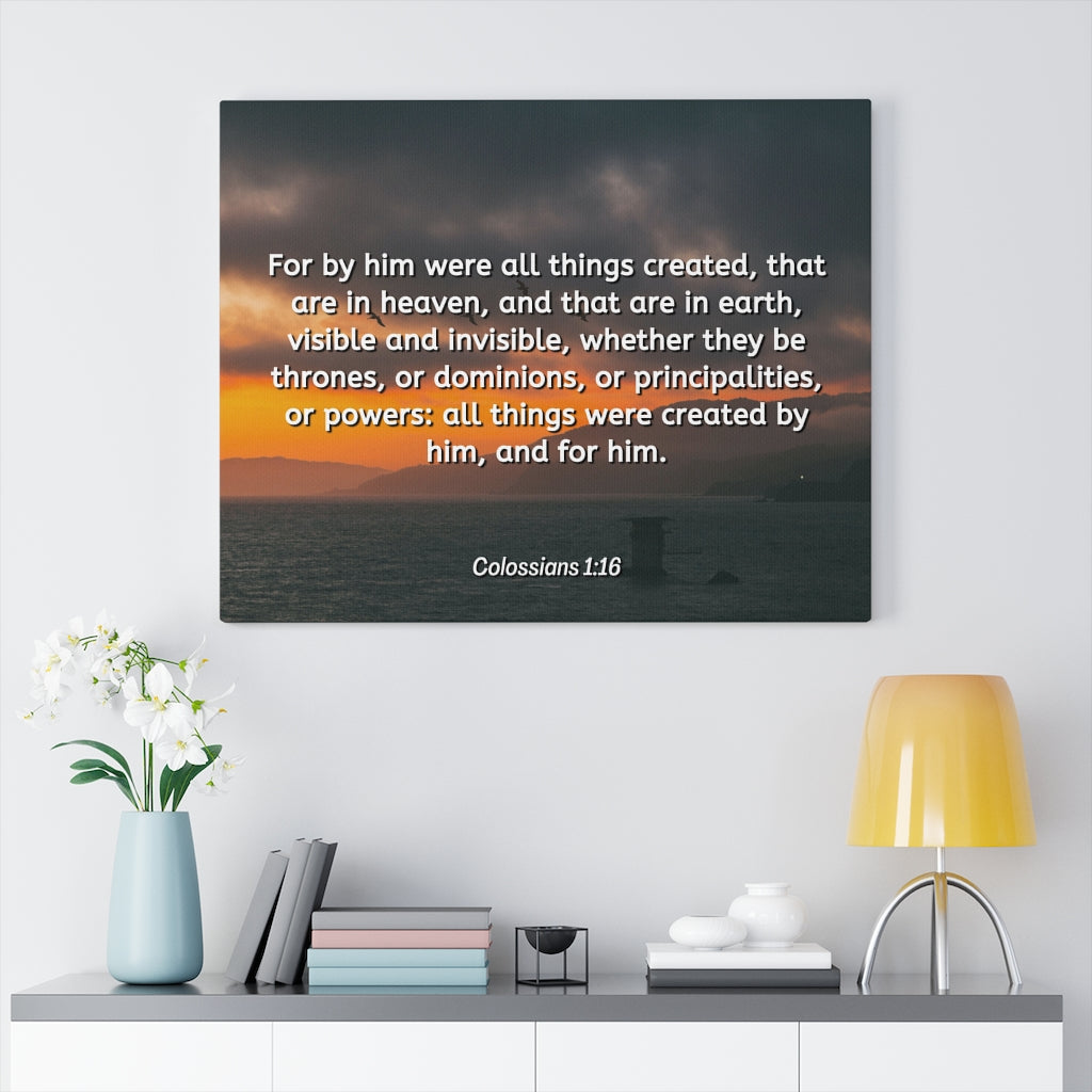 Scripture Walls Created By Him Colossians 1:16 Bible Verse Canvas Christian Wall Art Ready to Hang Unframed-Express Your Love Gifts