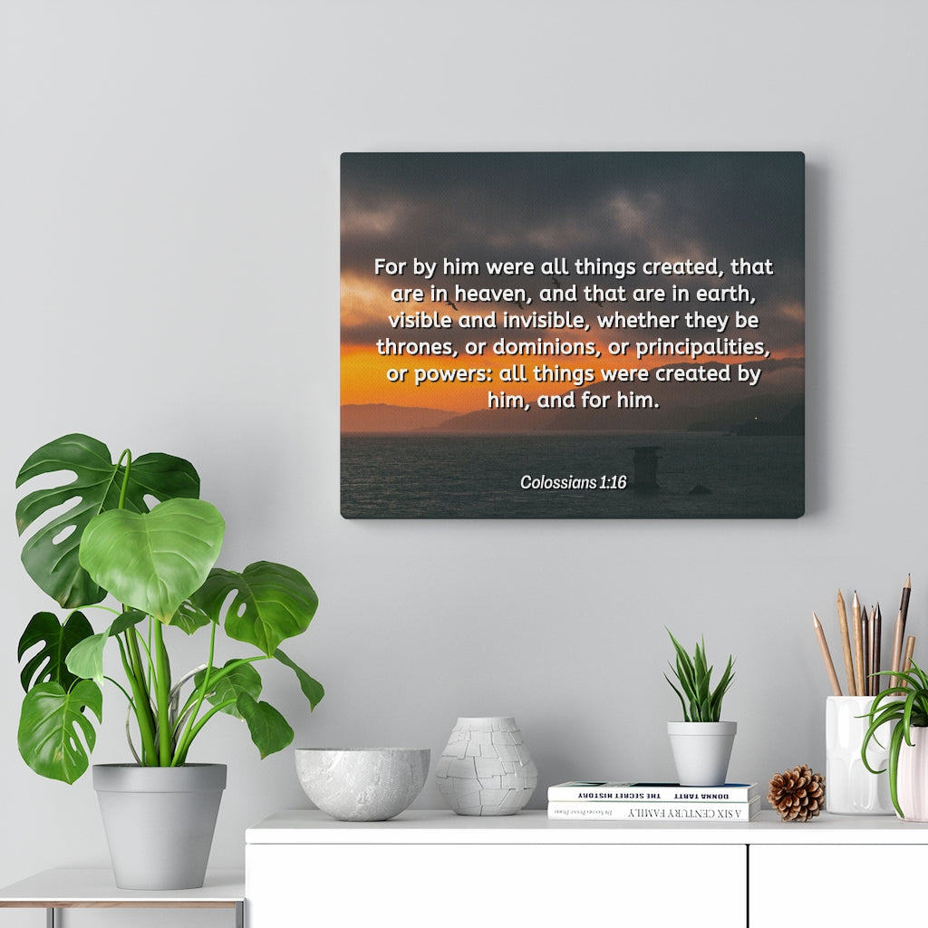 Scripture Walls Created By Him Colossians 1:16 Bible Verse Canvas Christian Wall Art Ready to Hang Unframed-Express Your Love Gifts