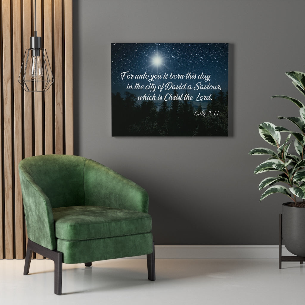 Scripture Walls David a Saviour Luke 2:11 Bible Verse Canvas Christian Wall Art Ready to Hang Unframed-Express Your Love Gifts