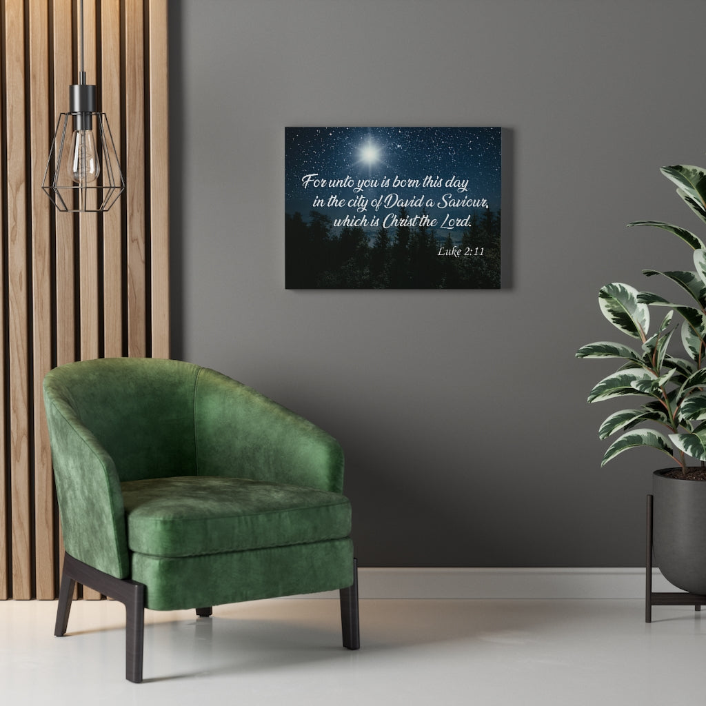 Scripture Walls David a Saviour Luke 2:11 Bible Verse Canvas Christian Wall Art Ready to Hang Unframed-Express Your Love Gifts