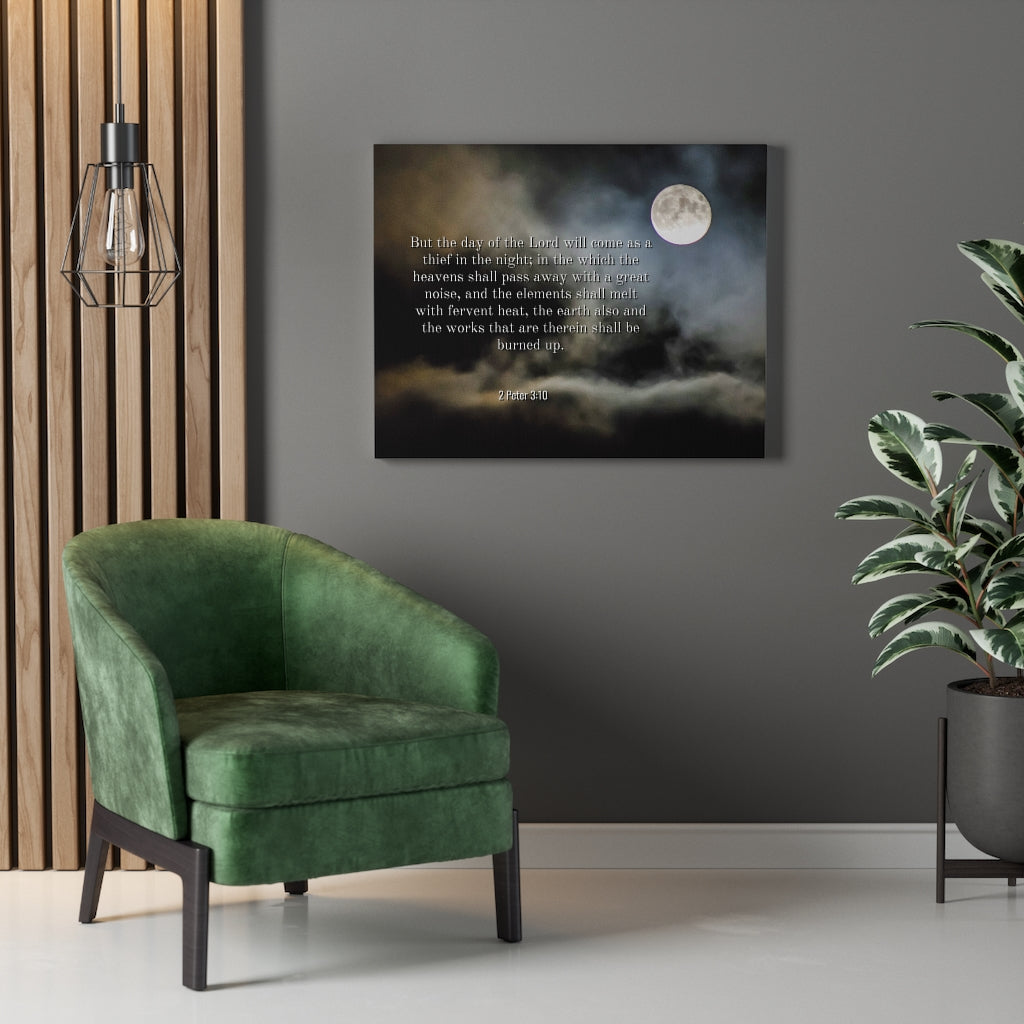 Scripture Walls Day Of The Lord 2 Peter 3:10 Bible Verse Canvas Christian Wall Art Ready to Hang Unframed-Express Your Love Gifts