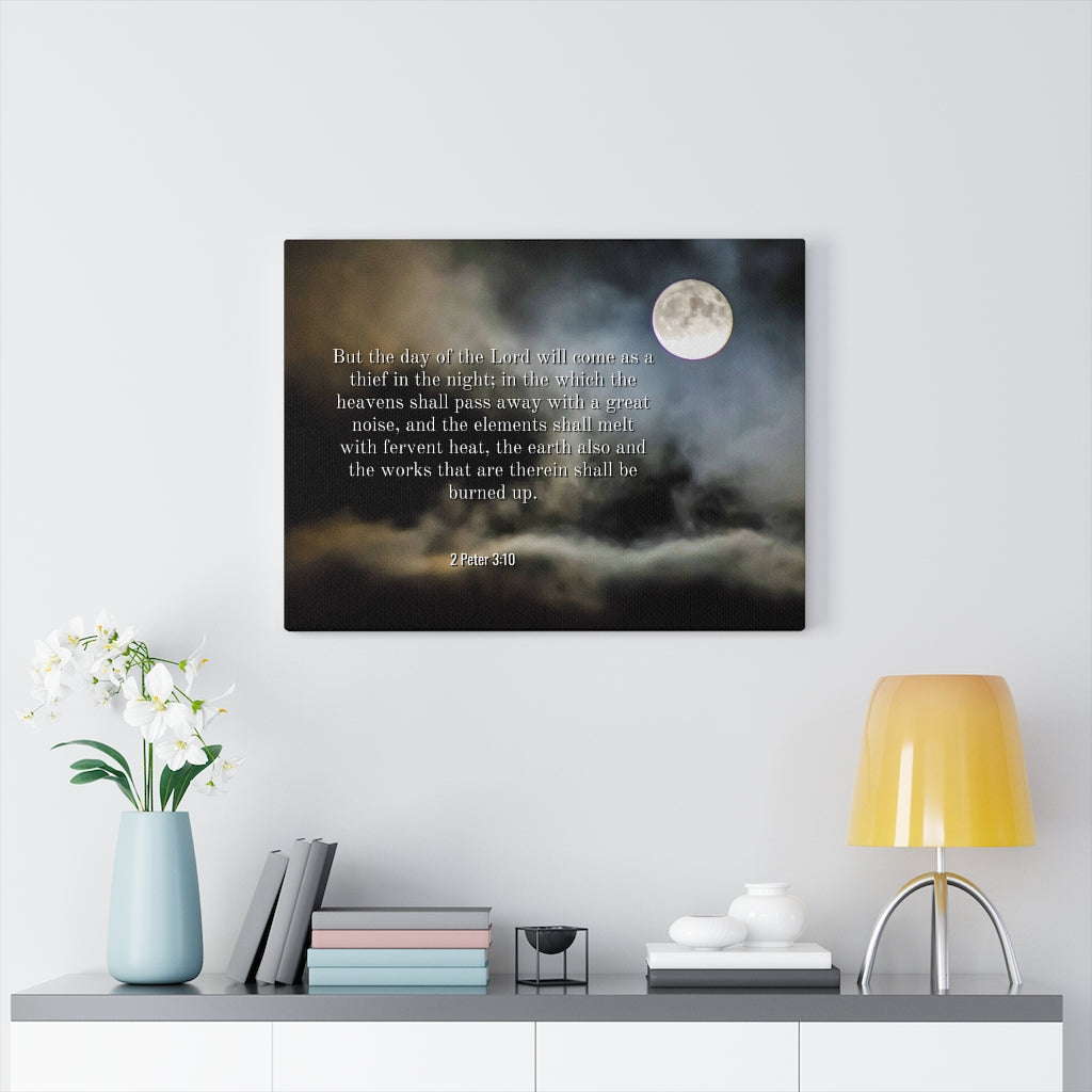 Scripture Walls Day Of The Lord 2 Peter 3:10 Bible Verse Canvas Christian Wall Art Ready to Hang Unframed-Express Your Love Gifts