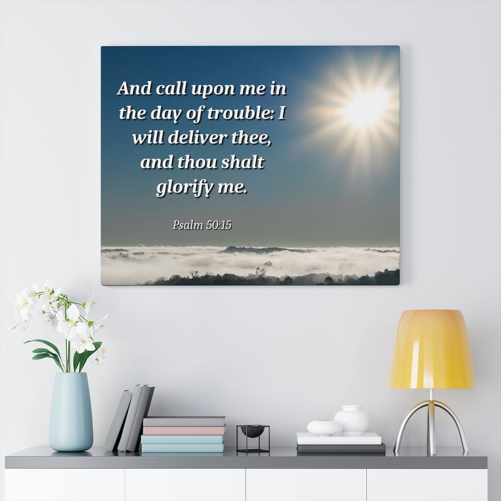 Scripture Walls Day Of Trouble Psalms 50:15 Bible Verse Canvas Christian Wall Art Ready to Hang Unframed-Express Your Love Gifts