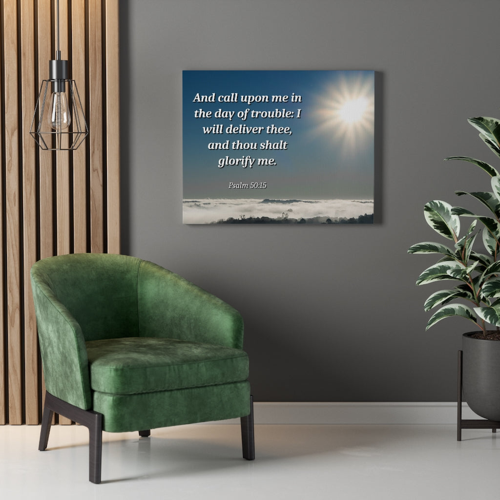 Scripture Walls Day Of Trouble Psalms 50:15 Bible Verse Canvas Christian Wall Art Ready to Hang Unframed-Express Your Love Gifts