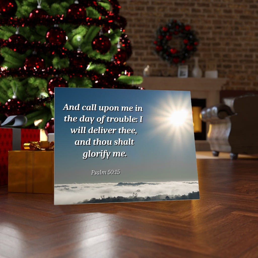 Scripture Walls Day Of Trouble Psalms 50:15 Bible Verse Canvas Christian Wall Art Ready to Hang Unframed-Express Your Love Gifts
