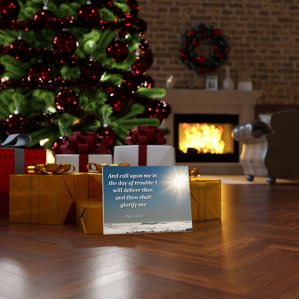 Scripture Walls Day Of Trouble Psalms 50:15 Bible Verse Canvas Christian Wall Art Ready to Hang Unframed-Express Your Love Gifts