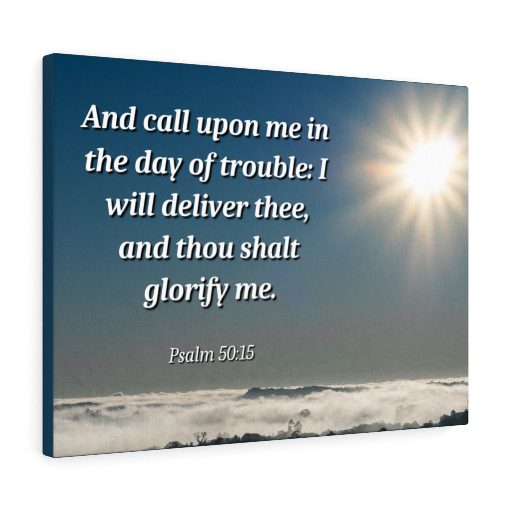 Scripture Walls Day Of Trouble Psalms 50:15 Bible Verse Canvas Christian Wall Art Ready to Hang Unframed-Express Your Love Gifts
