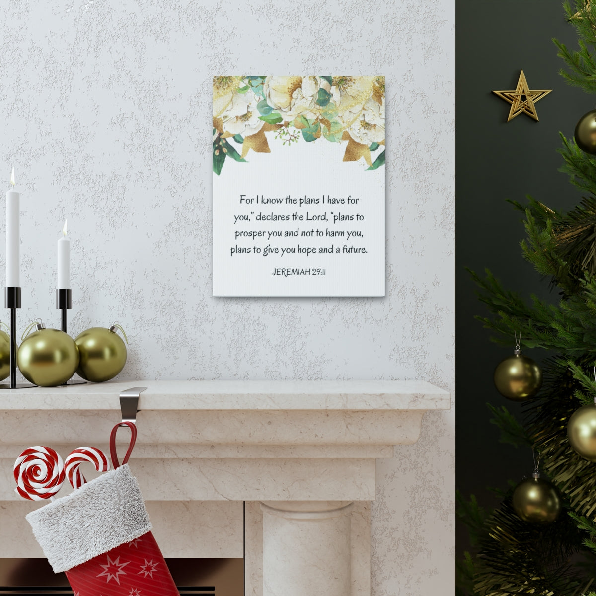 Scripture Walls Declares The Lord Jeremiah 29:11 Bible Verse Canvas Christian Wall Art Ready to Hang Unframed-Express Your Love Gifts