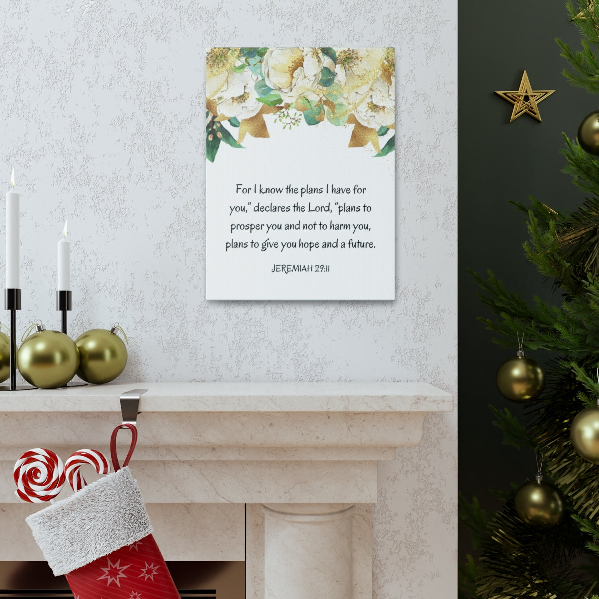 Scripture Walls Declares The Lord Jeremiah 29:11 Bible Verse Canvas Christian Wall Art Ready to Hang Unframed-Express Your Love Gifts