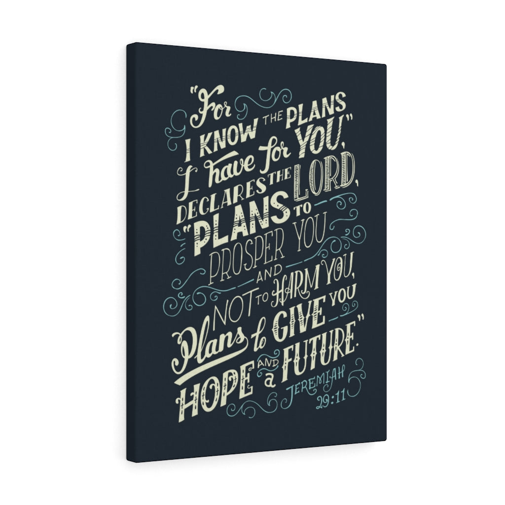 Scripture Walls Declares The Lord Jeremiah 29:11 Dark Bible Verse Canvas Christian Wall Art Ready to Hang Unframed-Express Your Love Gifts