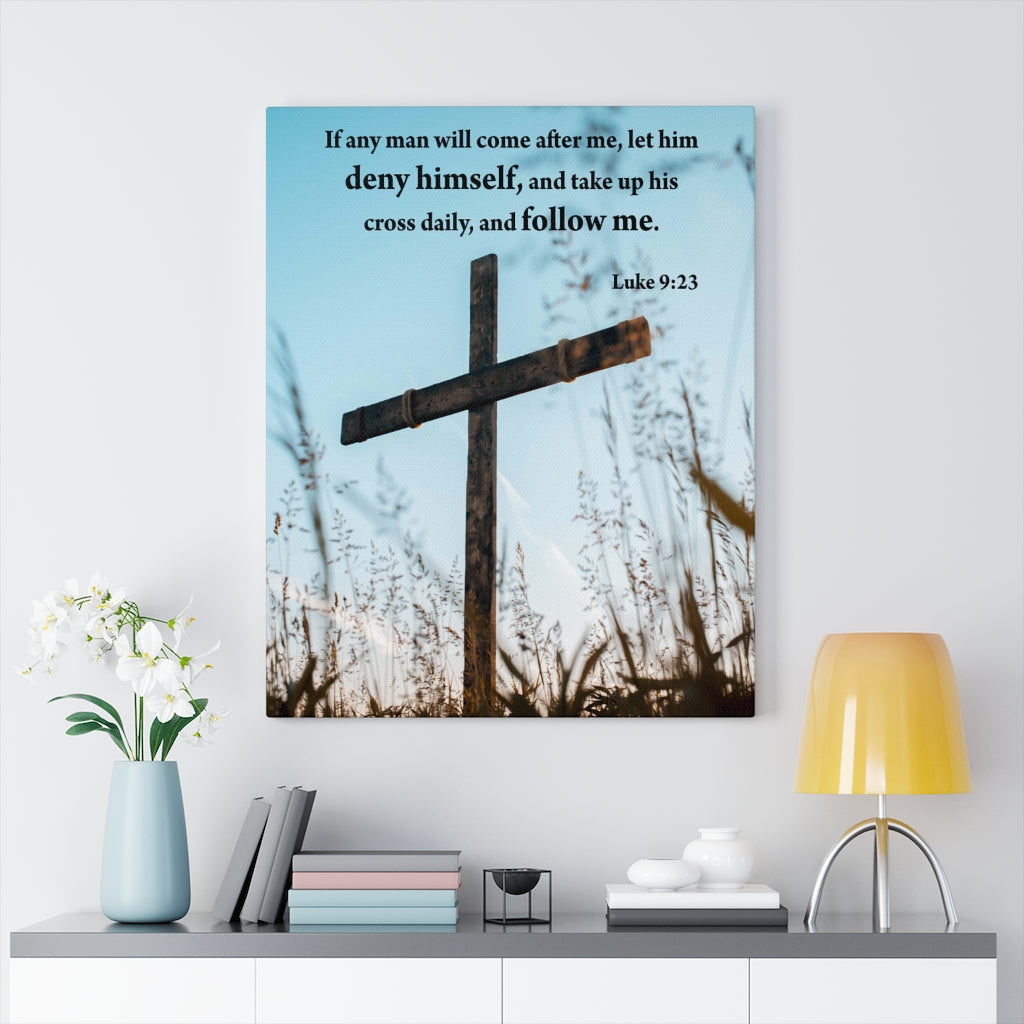 Scripture Walls Deny Himself and Follow Me Luke 9:23 Wall Art Christian Home Decor Unframed-Express Your Love Gifts