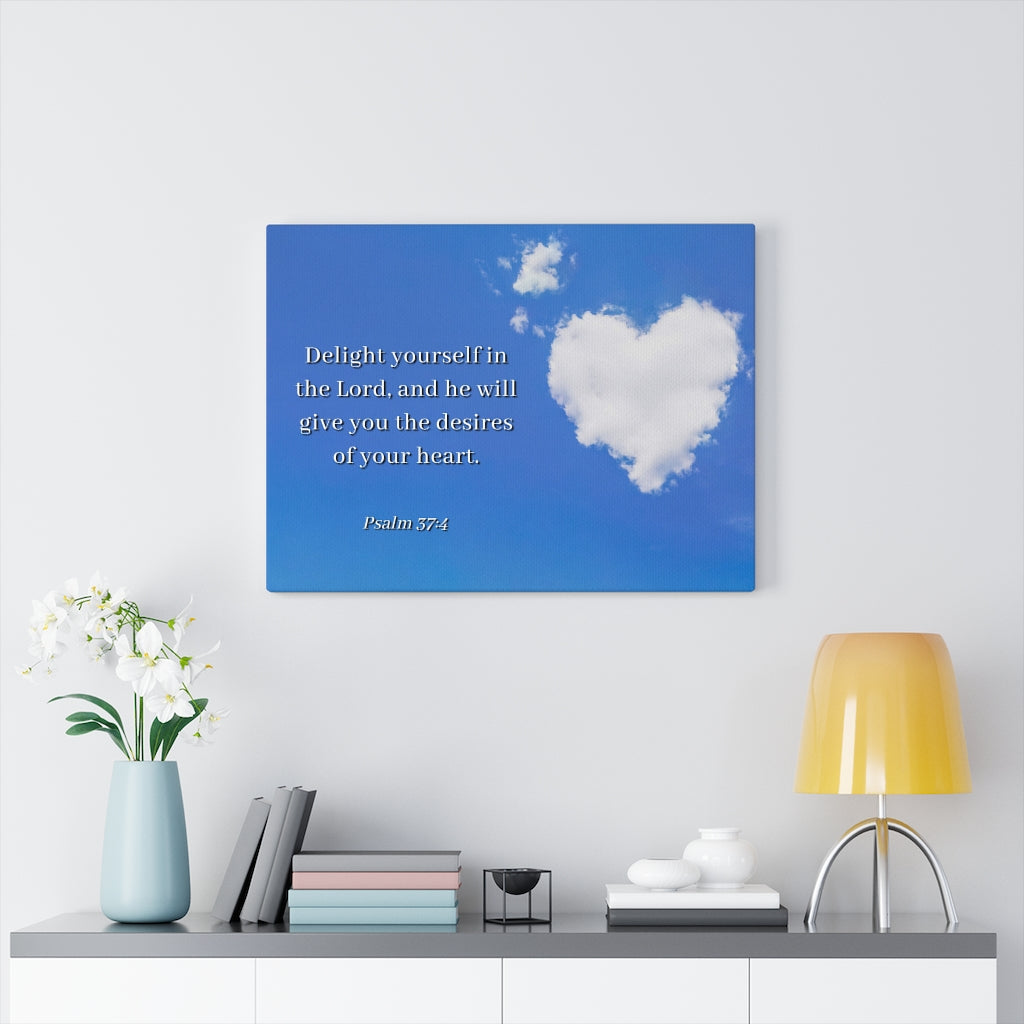 Scripture Walls Desires Of Heart Psalms 37:4 Bible Verse Canvas Christian Wall Art Ready to Hang Unframed-Express Your Love Gifts