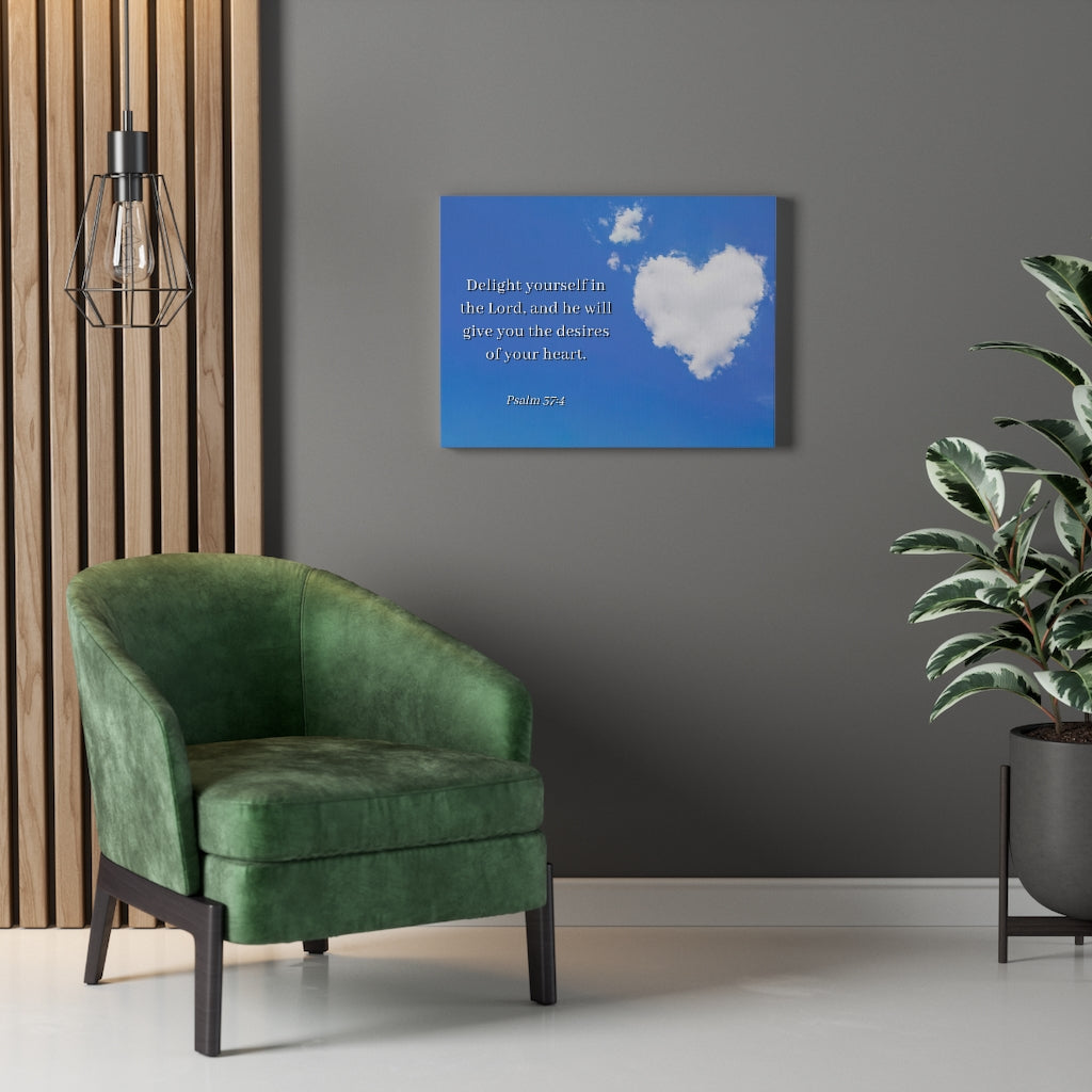Scripture Walls Desires Of Heart Psalms 37:4 Bible Verse Canvas Christian Wall Art Ready to Hang Unframed-Express Your Love Gifts