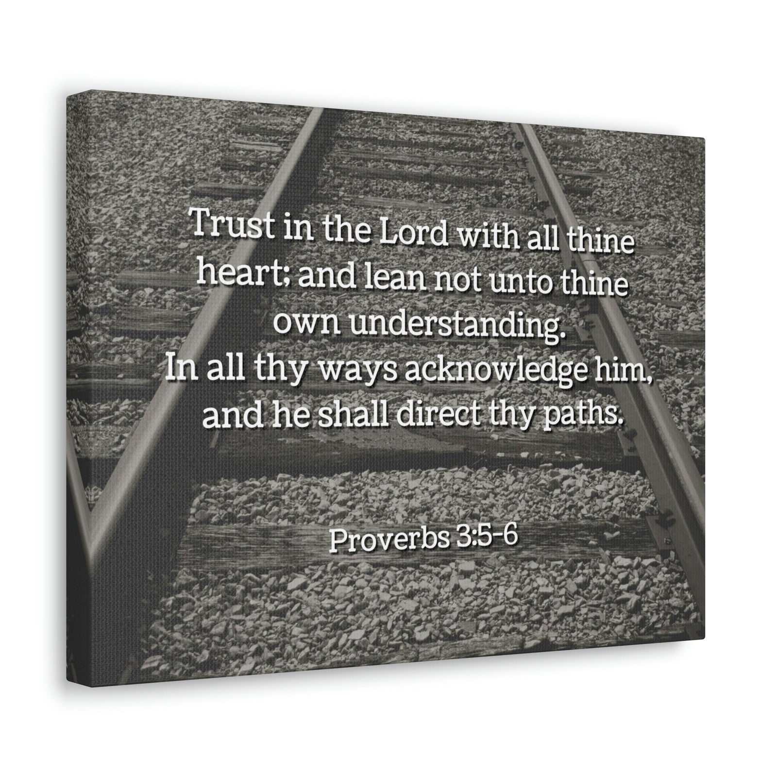 Scripture Walls Direct My Paths Train Tracks Proverbs 3:5 Bible Verse Canvas Christian Wall Art Ready to Hang Unframed-Express Your Love Gifts