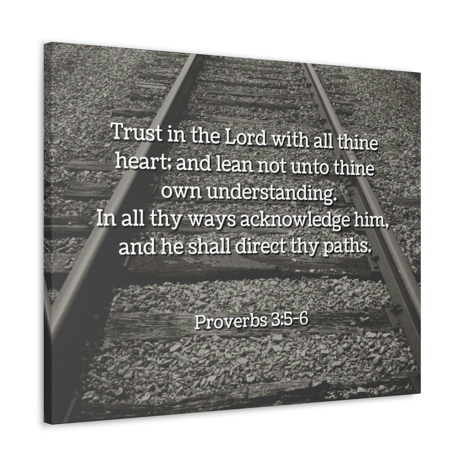 Scripture Walls Direct My Paths Train Tracks Proverbs 3:5 Bible Verse Canvas Christian Wall Art Ready to Hang Unframed-Express Your Love Gifts
