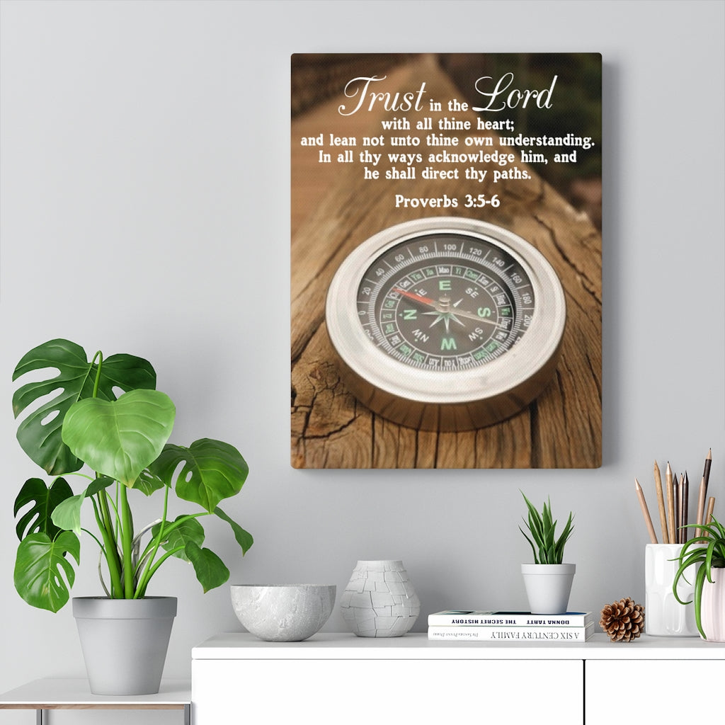 Scripture Walls Direct Thy Paths Proverbs 3:5-6 Wood Bible Verse Canvas Christian Wall Art Ready to Hang Unframed-Express Your Love Gifts