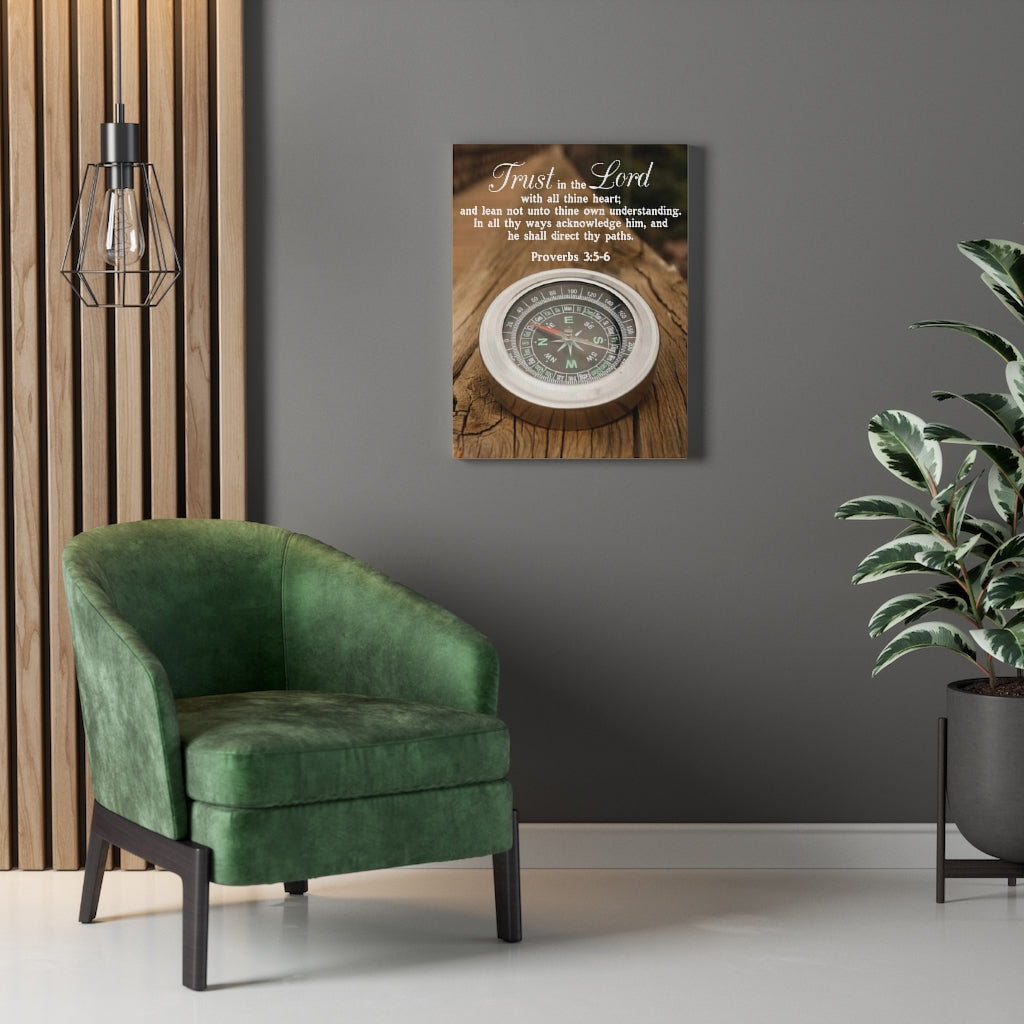 Scripture Walls Direct Thy Paths Proverbs 3:5-6 Wood Bible Verse Canvas Christian Wall Art Ready to Hang Unframed-Express Your Love Gifts