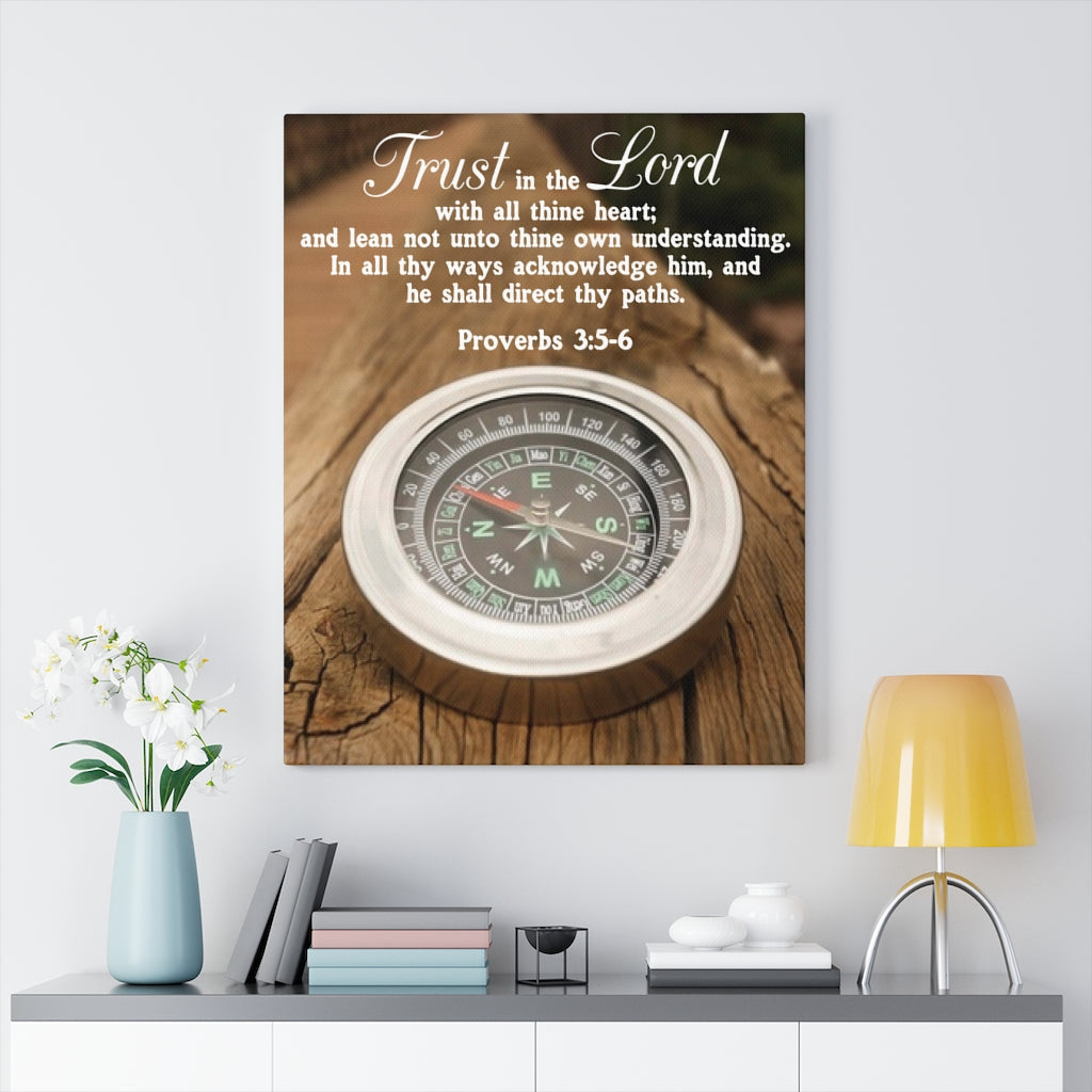Scripture Walls Direct Thy Paths Proverbs 3:5-6 Wood Bible Verse Canvas Christian Wall Art Ready to Hang Unframed-Express Your Love Gifts